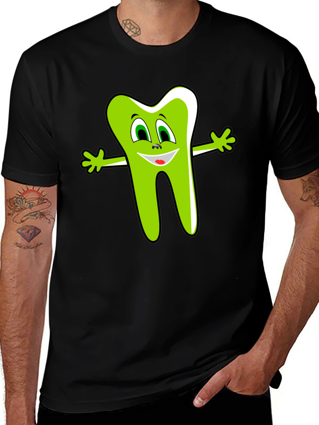 Funny Tooth Graphic Tee - Black Cotton Shirt