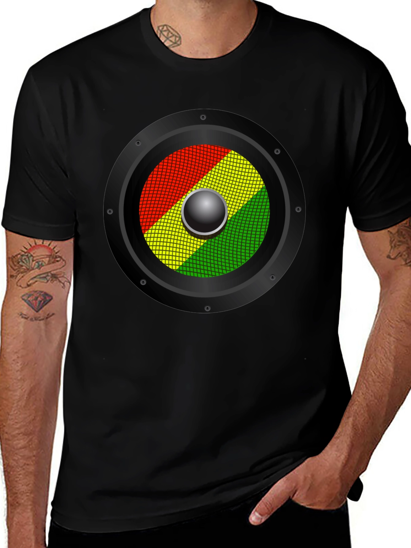 Variant 20 of Rasta Speaker Graphic T-Shirt - Reggae Music Style