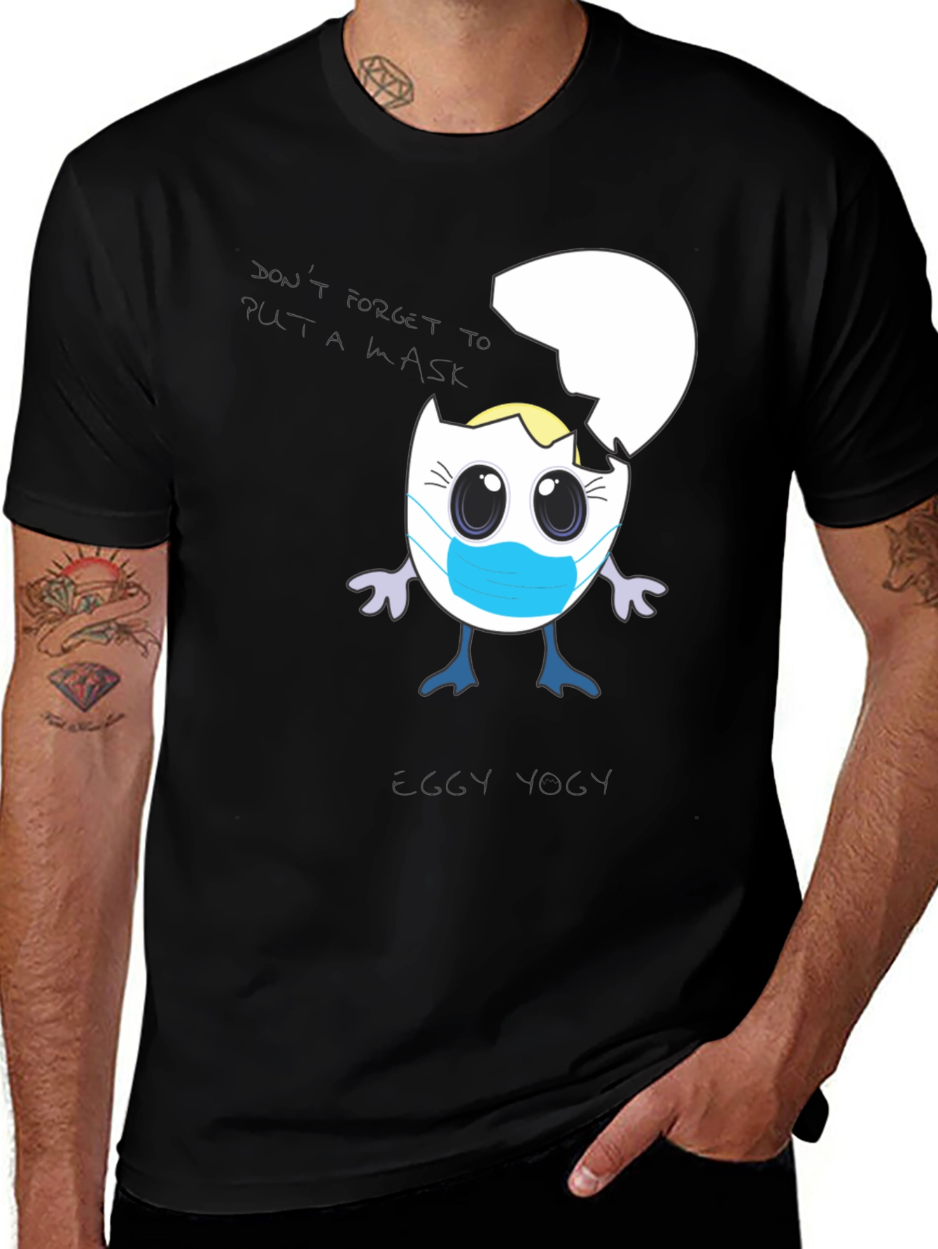 Variant 2 of Egggy Yogy Tee: Masked Egg Character Shirt