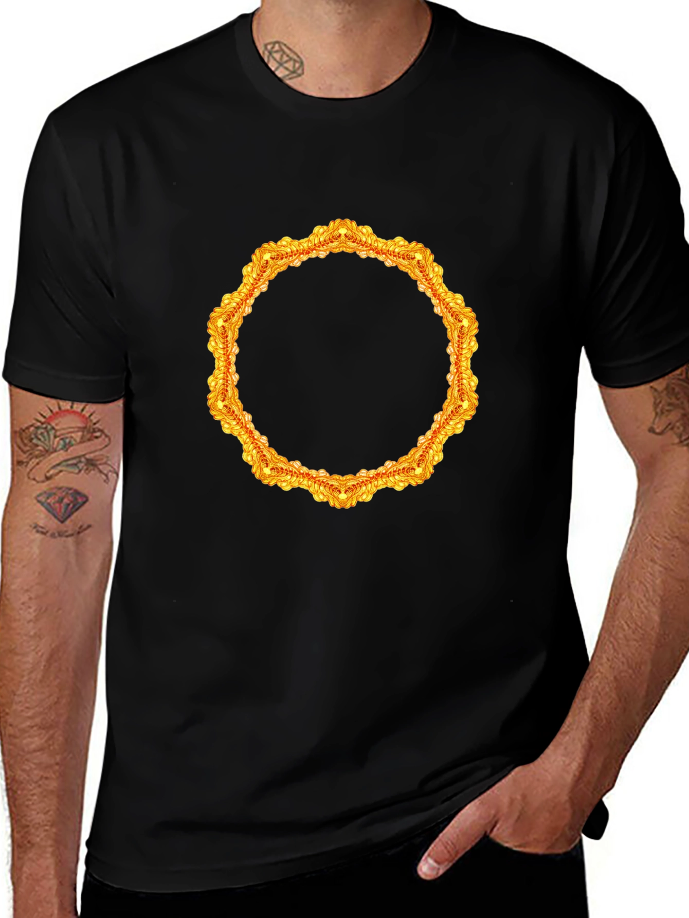 Variant 20 of Gold Ornamental Frame Black T-Shirt
