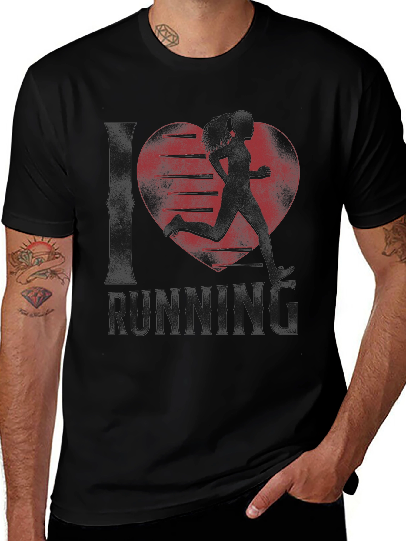 Variant 5 of I Love Running T-Shirt - Women's Silhouette Heart Design