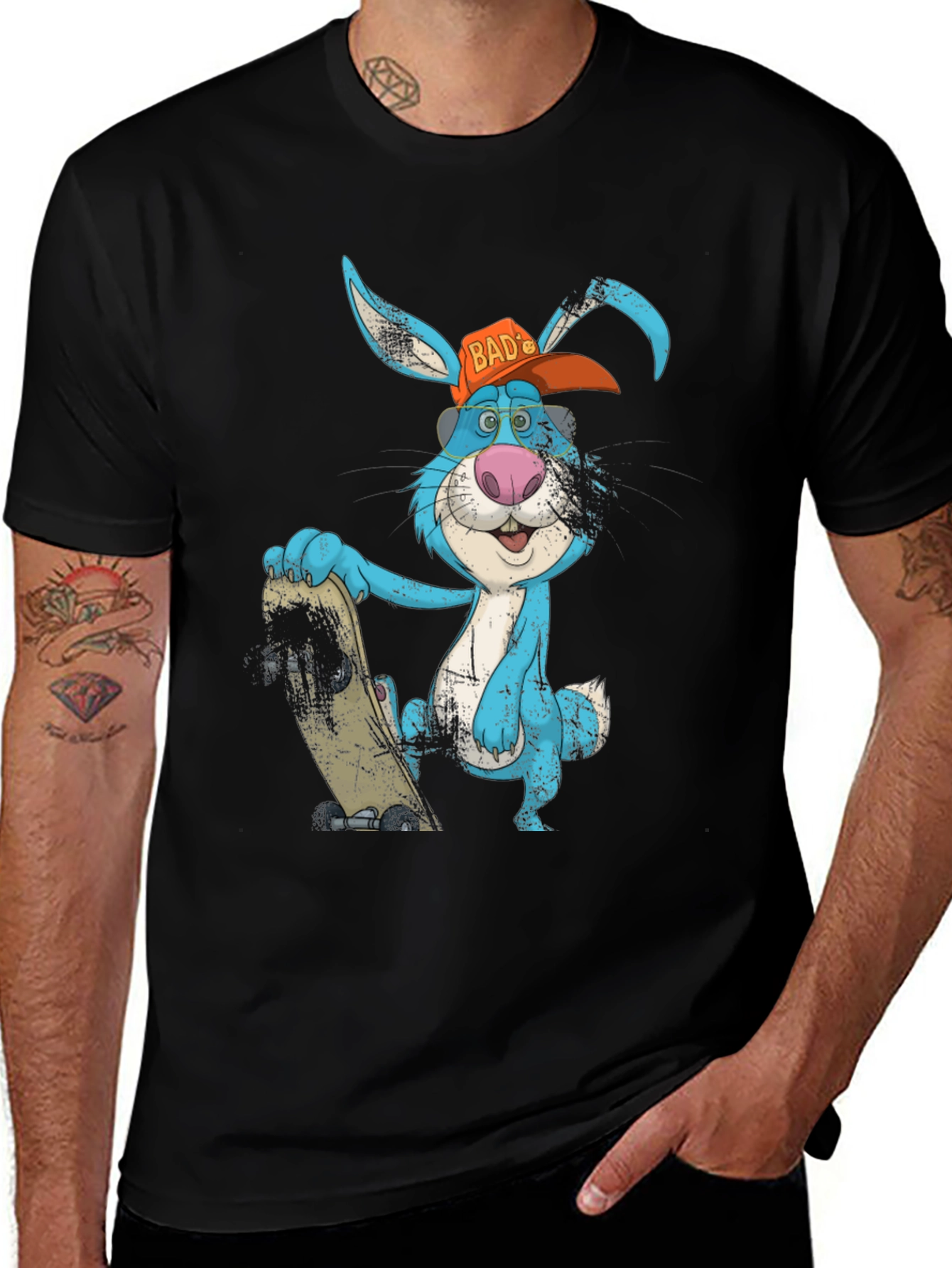 Variant 11 of Skater Bunny Graphic Tee - Cool Cartoon Style