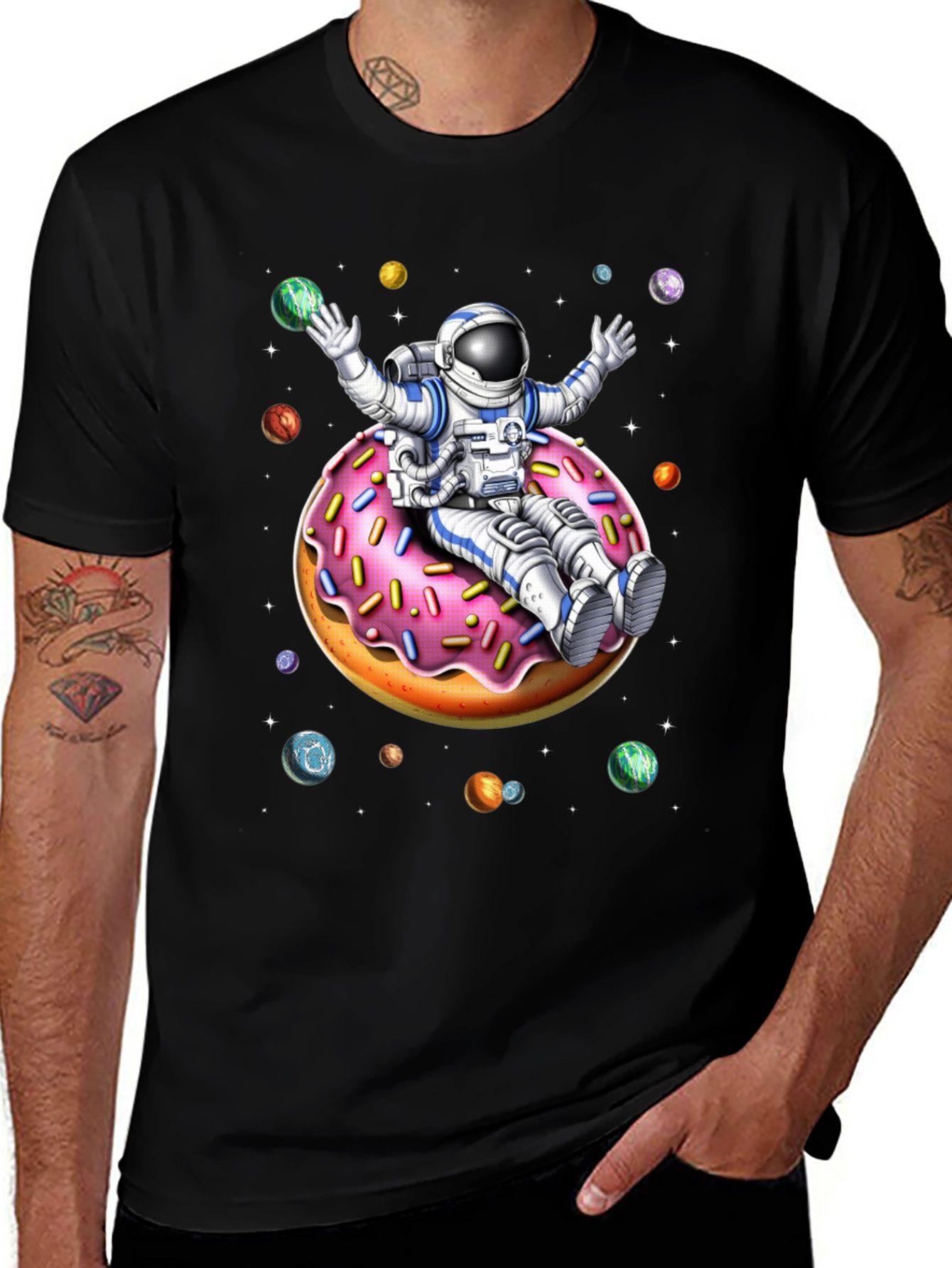 Variant 17 of Astronaut Donut Ride Graphic Tee