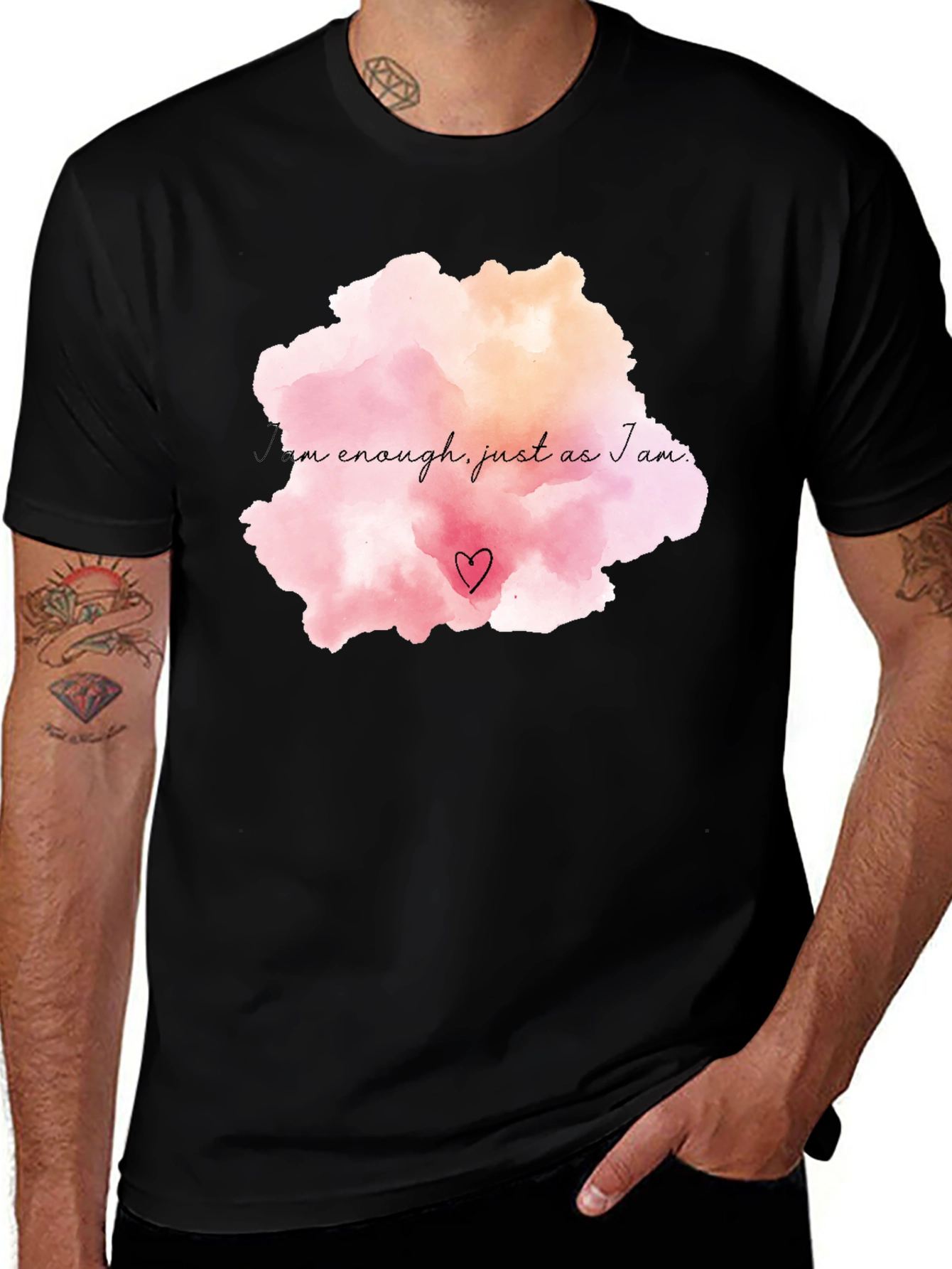 Variant 14 of Motivational 'I am Enough' Black T-Shirt