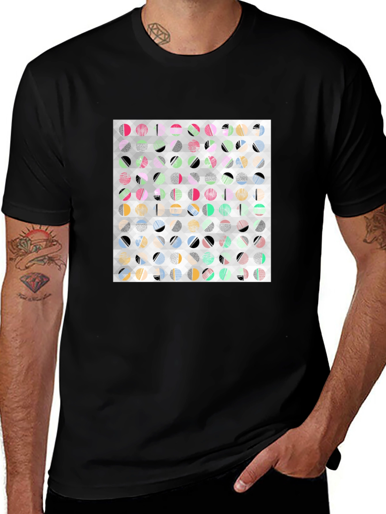 Variant 16 of Abstract Geometric Print Black T-Shirt