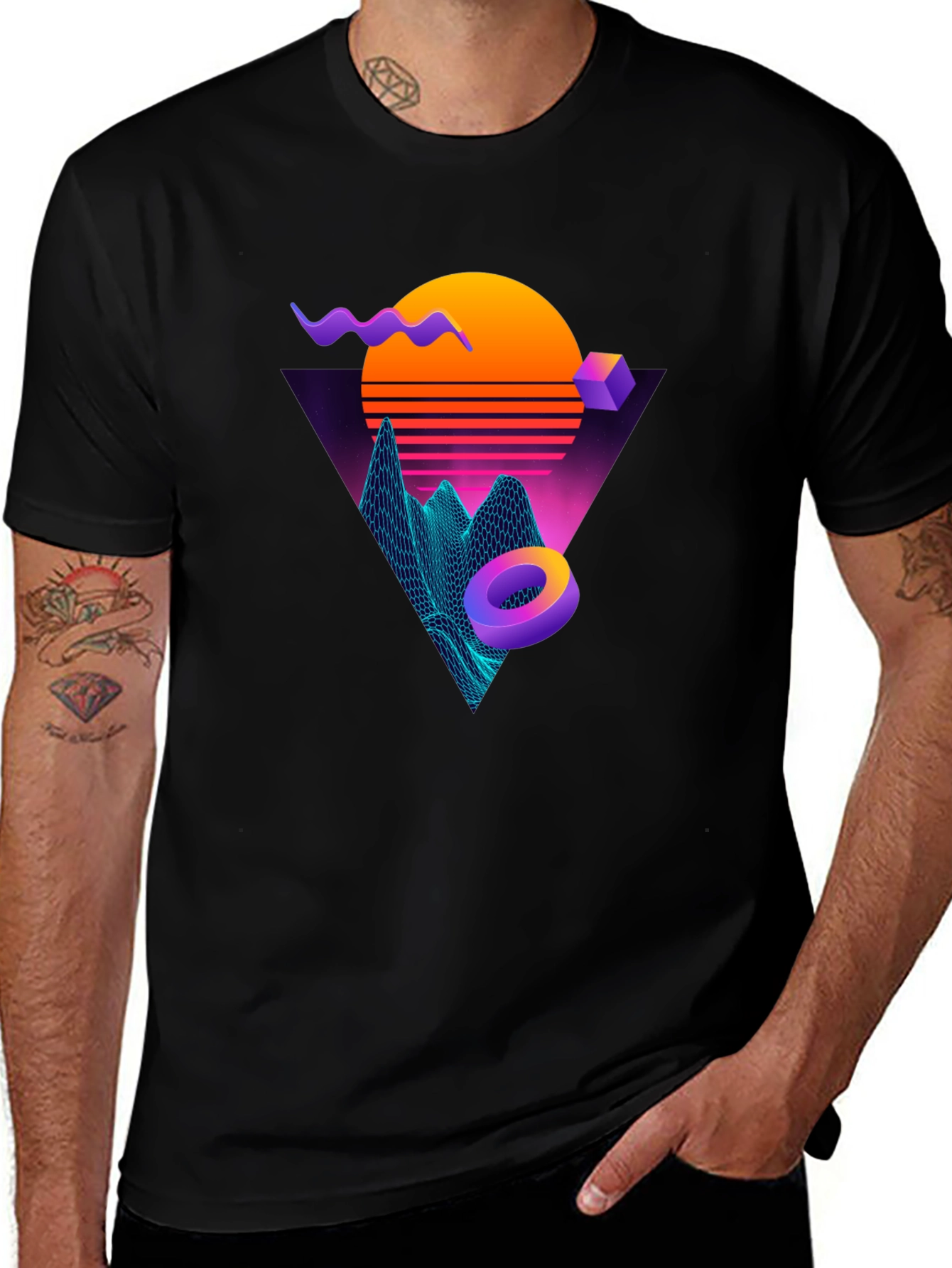 Variant 21 of Retro 80s Graphic Print Black T-Shirt