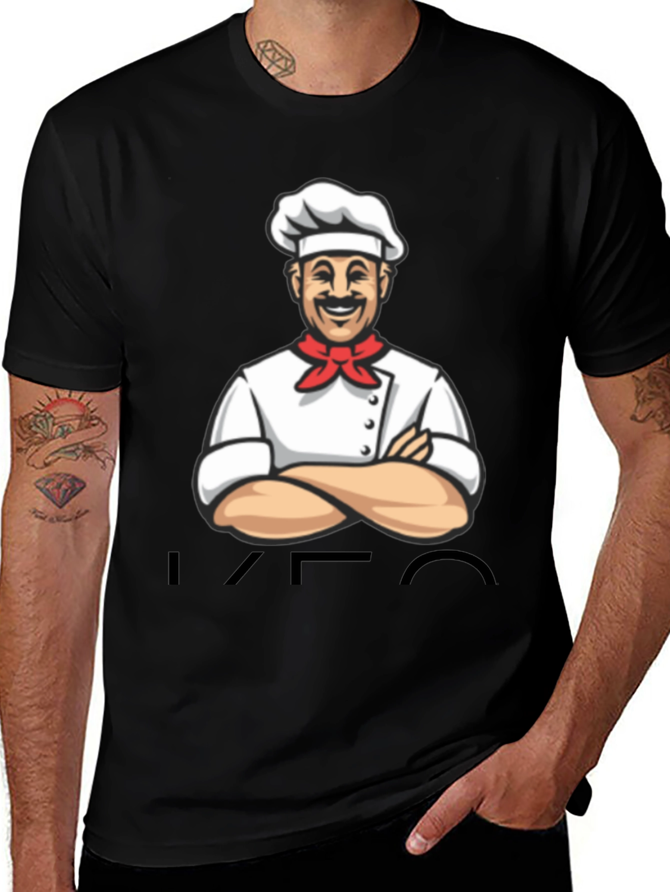 Variant 17 of Chef Cartoon Graphic T-Shirt - Black