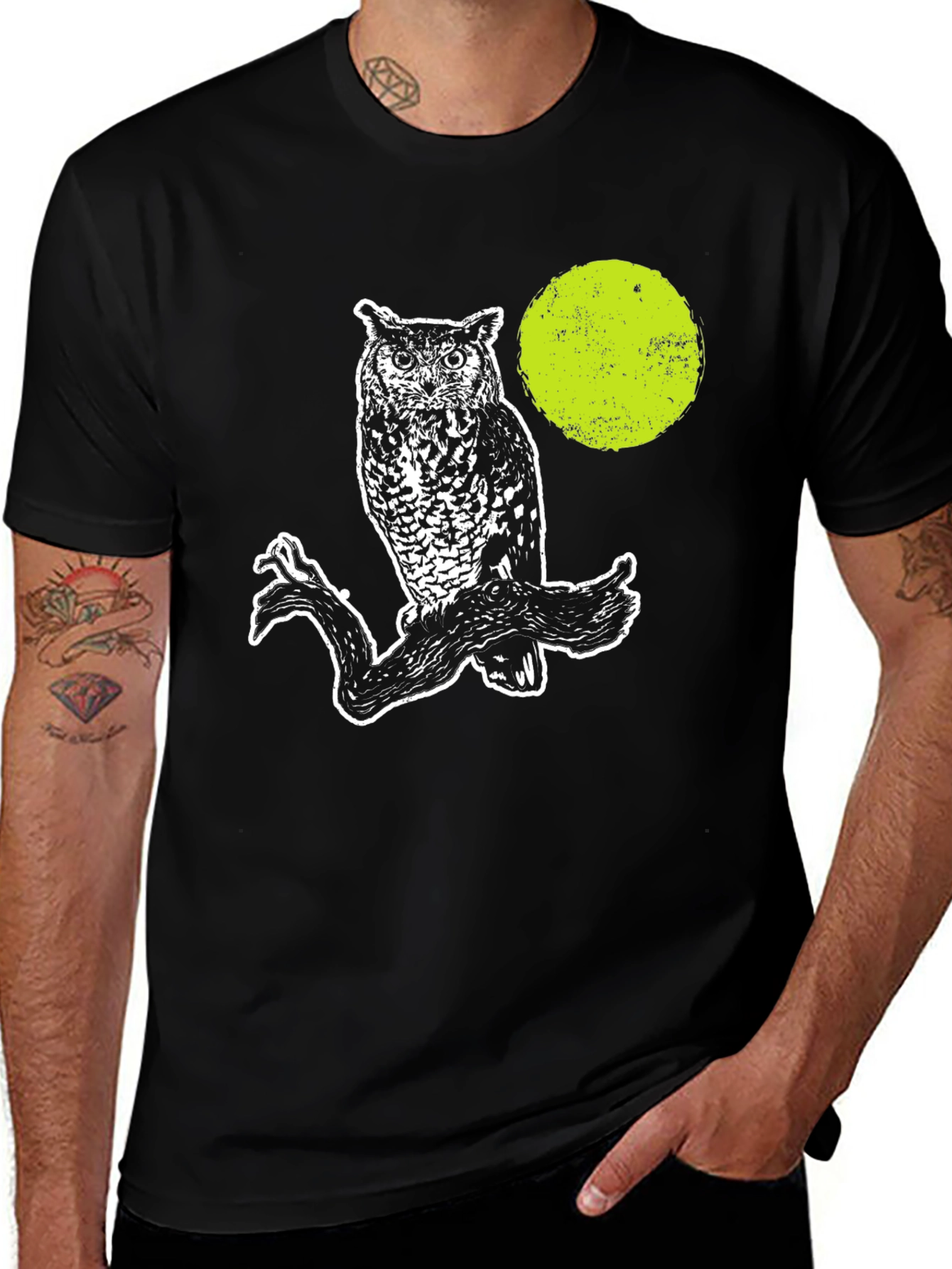 Variant 10 of Owl Graphic Black T-Shirt