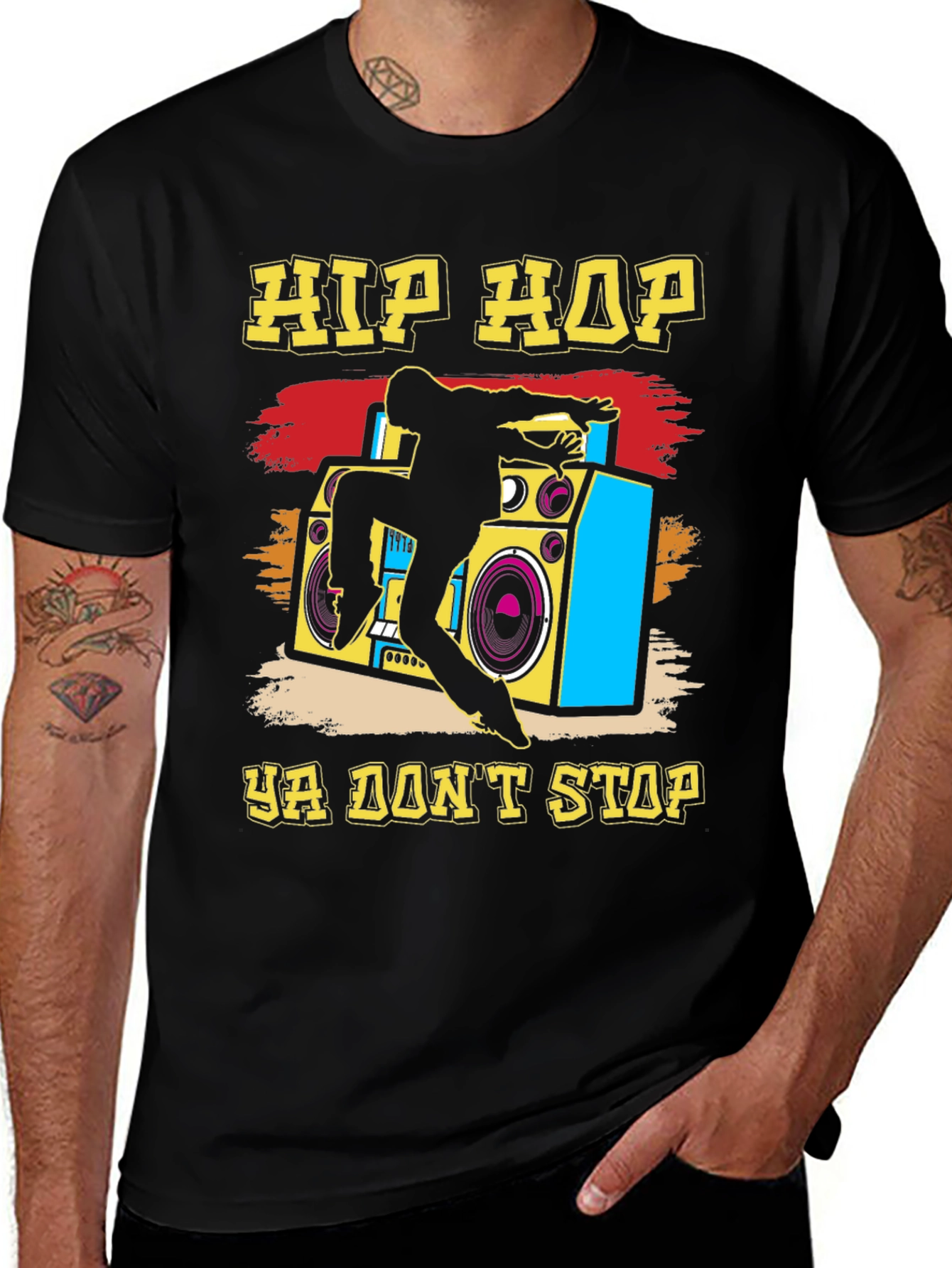 Variant 12 of Hip Hop Boombox Graphic T-Shirt - Retro Style