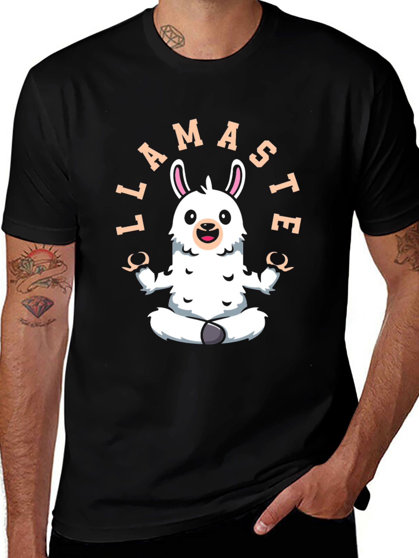 Variant 3 of Llamaste Yoga T-Shirt - Men's Black Graphic Tee