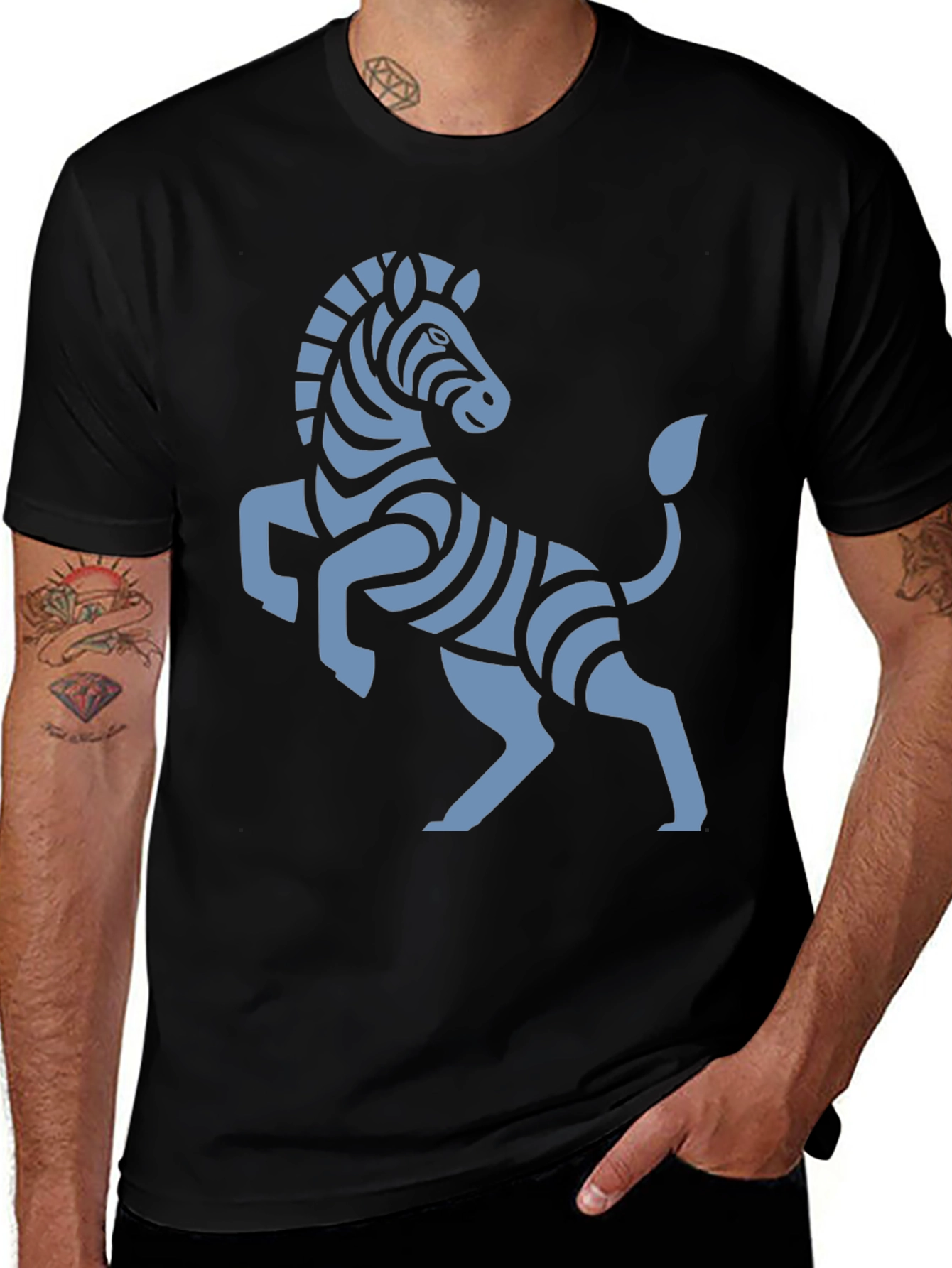 Variant 2 of Stylish Black T-Shirt with Zebra Graphic