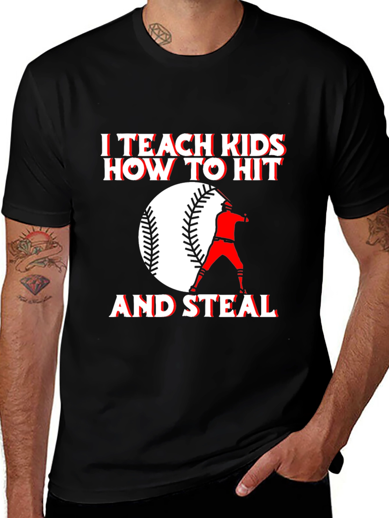 Variant 29 of I Teach Kids How to Hit and Steal Baseball T-Shirt