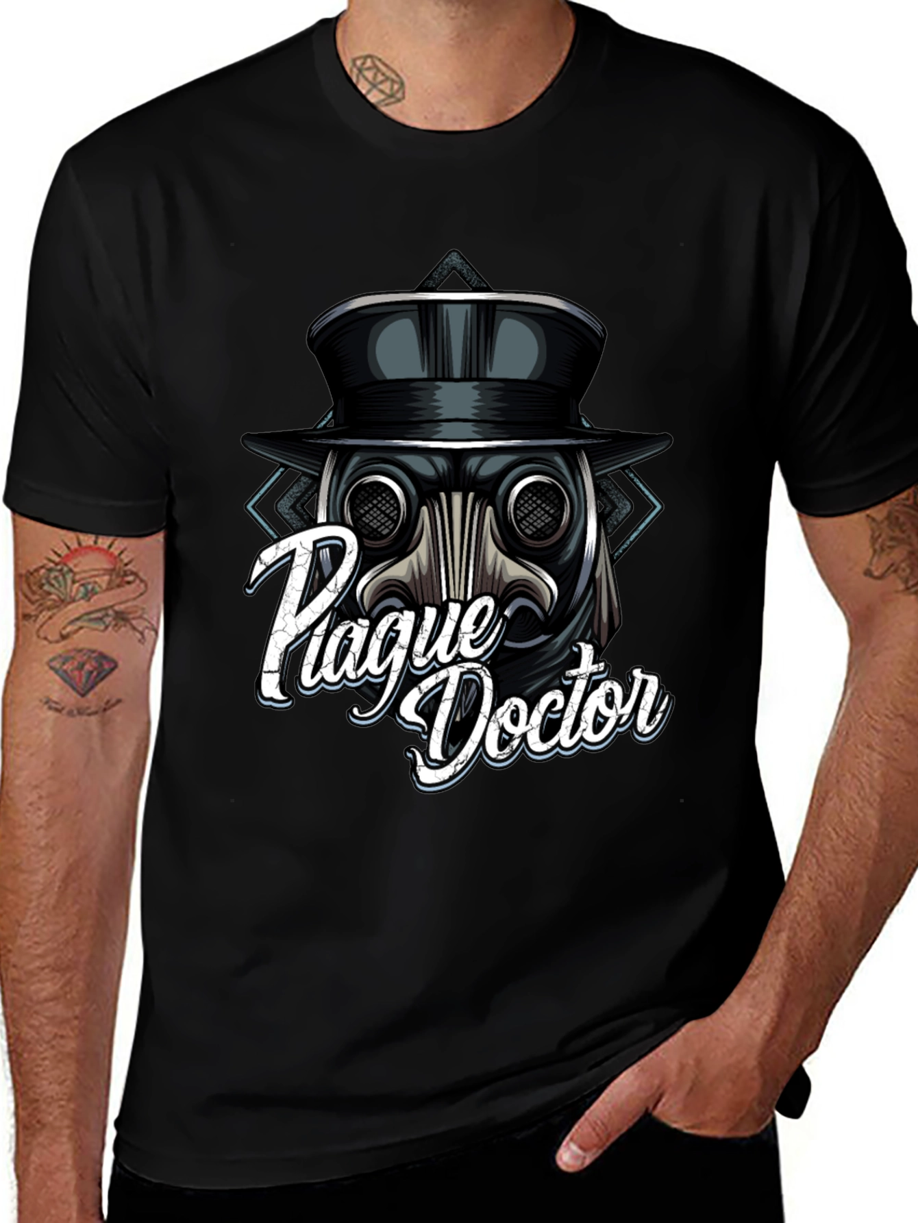 Variant 25 of Plague Doctor Graphic T-Shirt - Men's Black Tee