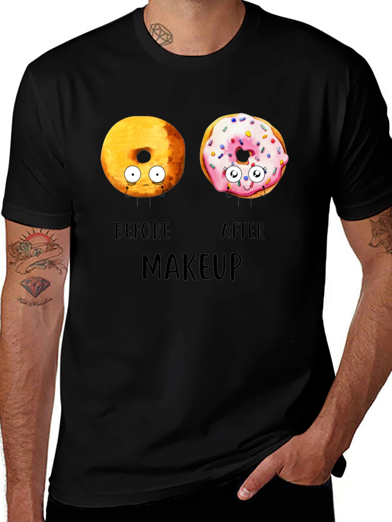 Variant 25 of Donut Before & After Makeup T-Shirt - Funny Tee