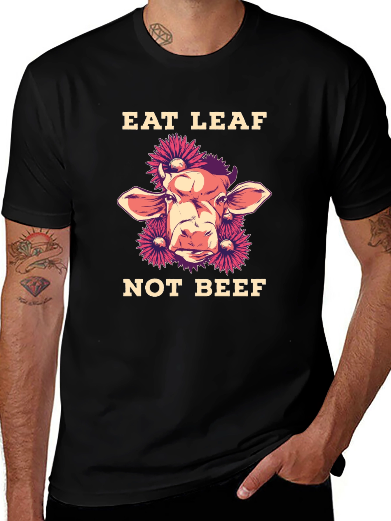 Eat Leaf Not Beef Graphic Tee - Vegan Friendly Shirt