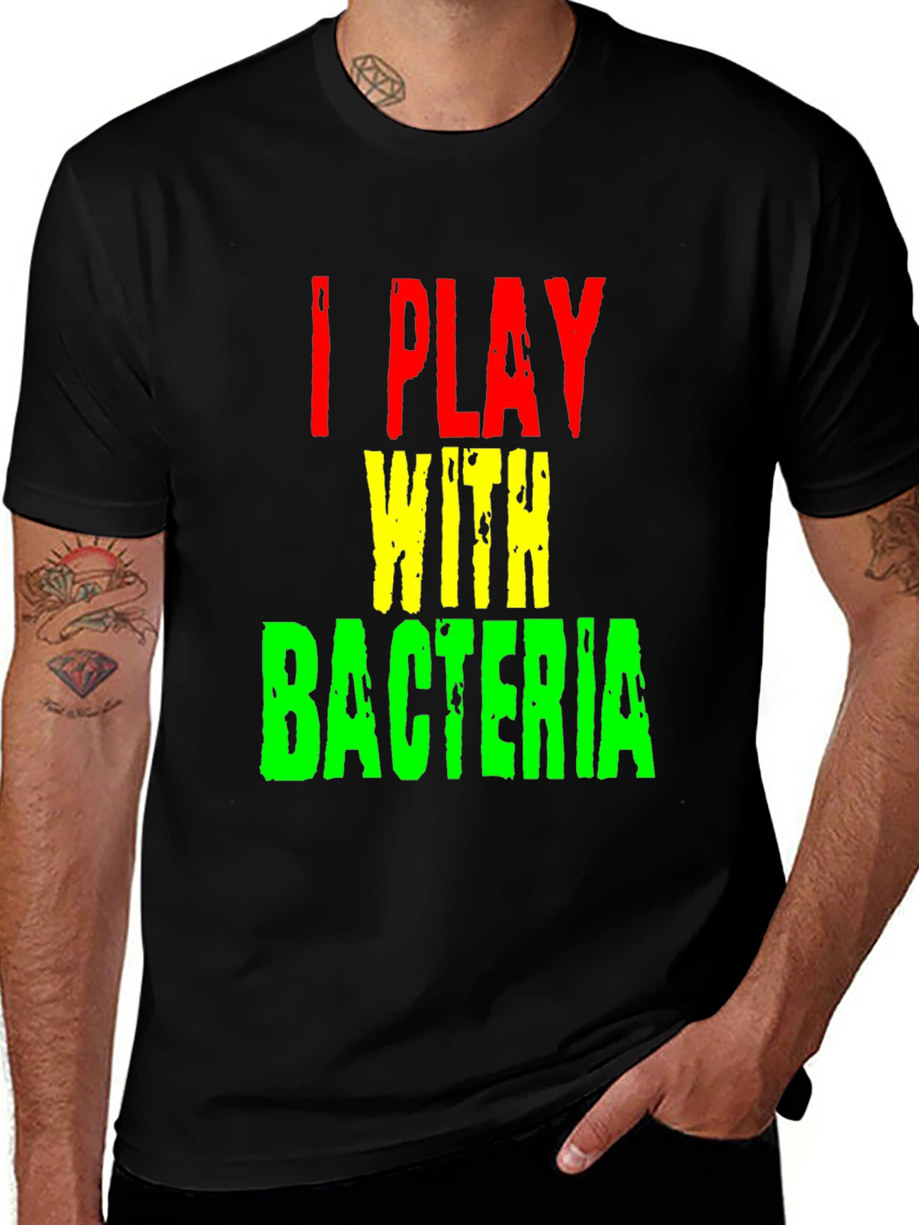 Variant 22 of I Play With Bacteria Graphic T-Shirt - Funny Science Tee