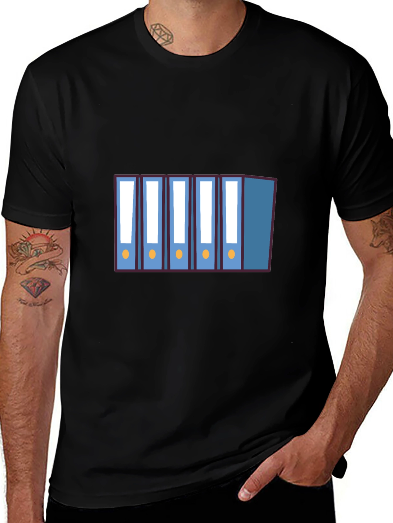 Variant 28 of Blue Binder Graphic Tee - Office Humor Shirt