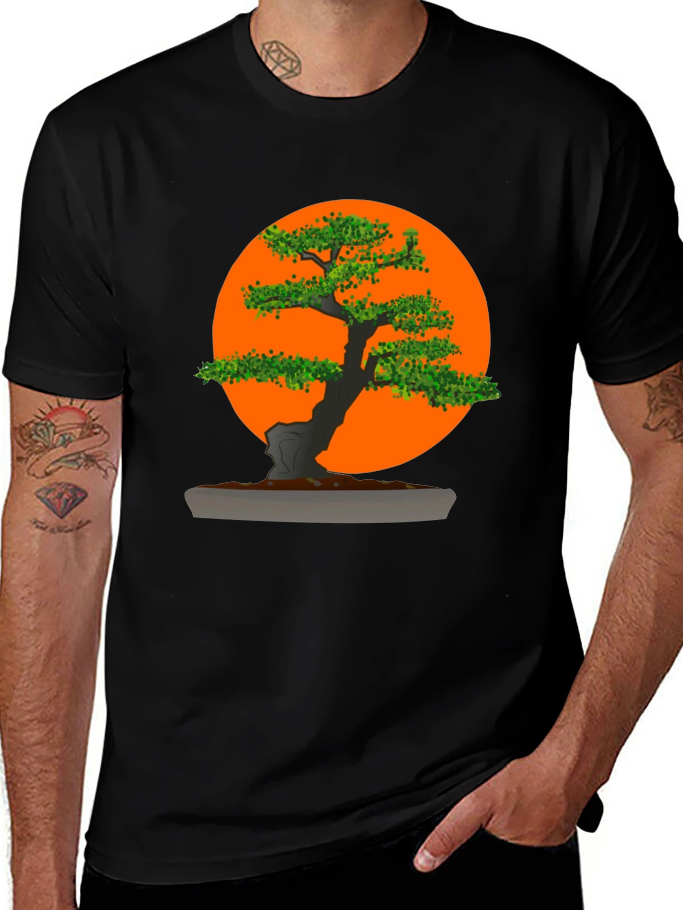 Variant 17 of Bonsai Sunset Graphic Tee - Artistic Nature Shirt