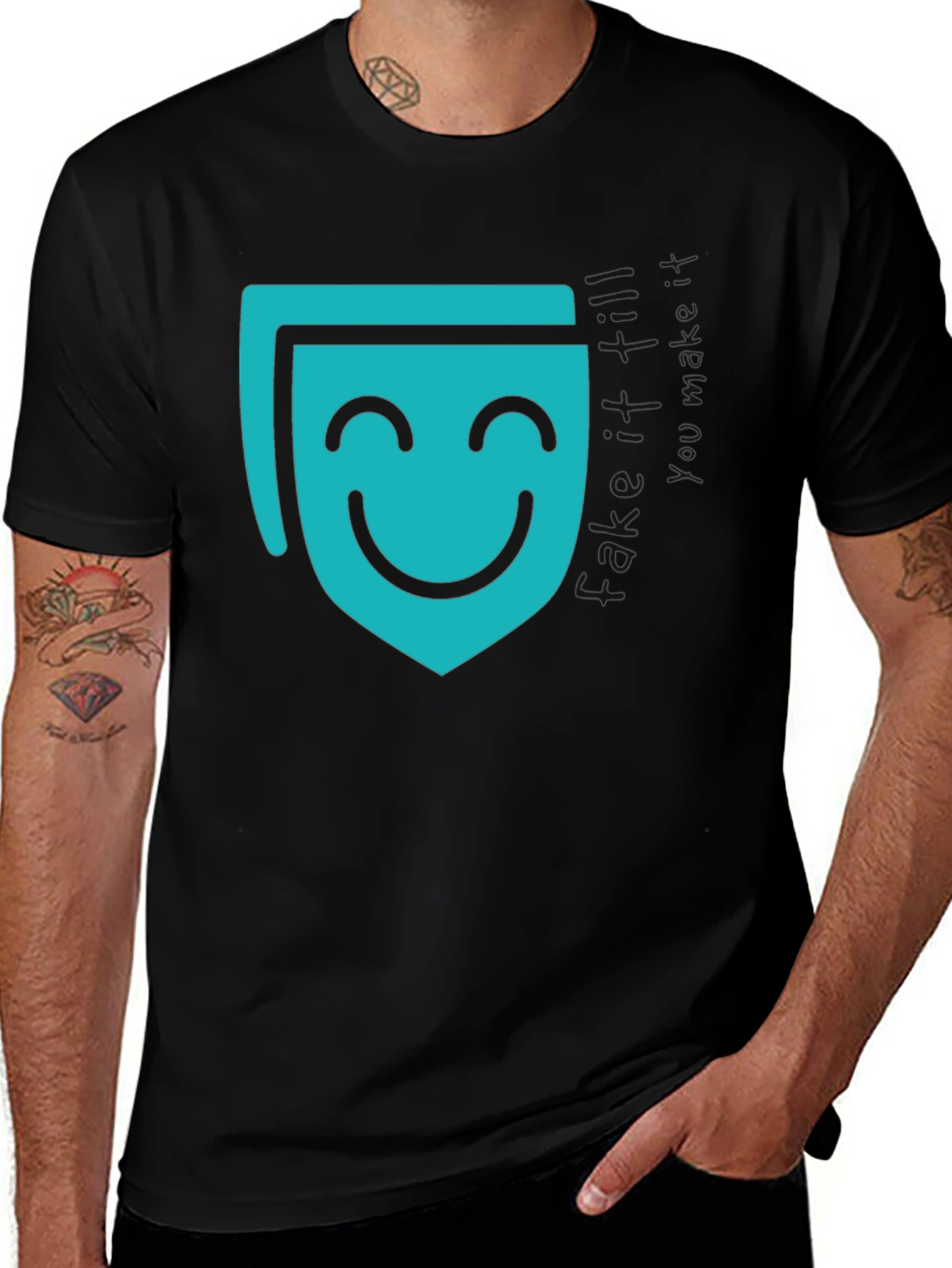 Variant 27 of Smiling Mask Graphic Black T-Shirt