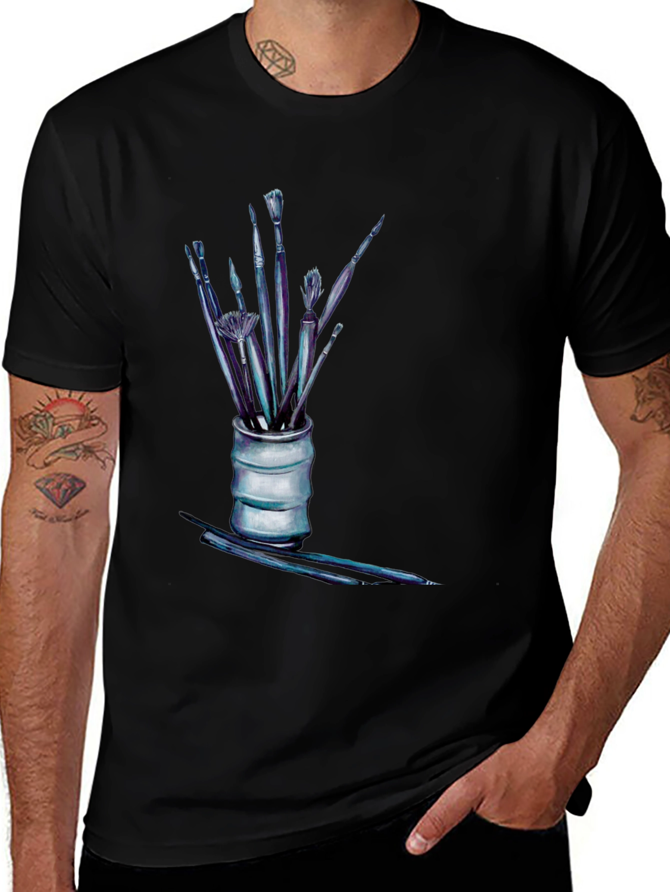 Variant 15 of Art Brushes Black Graphic Tee