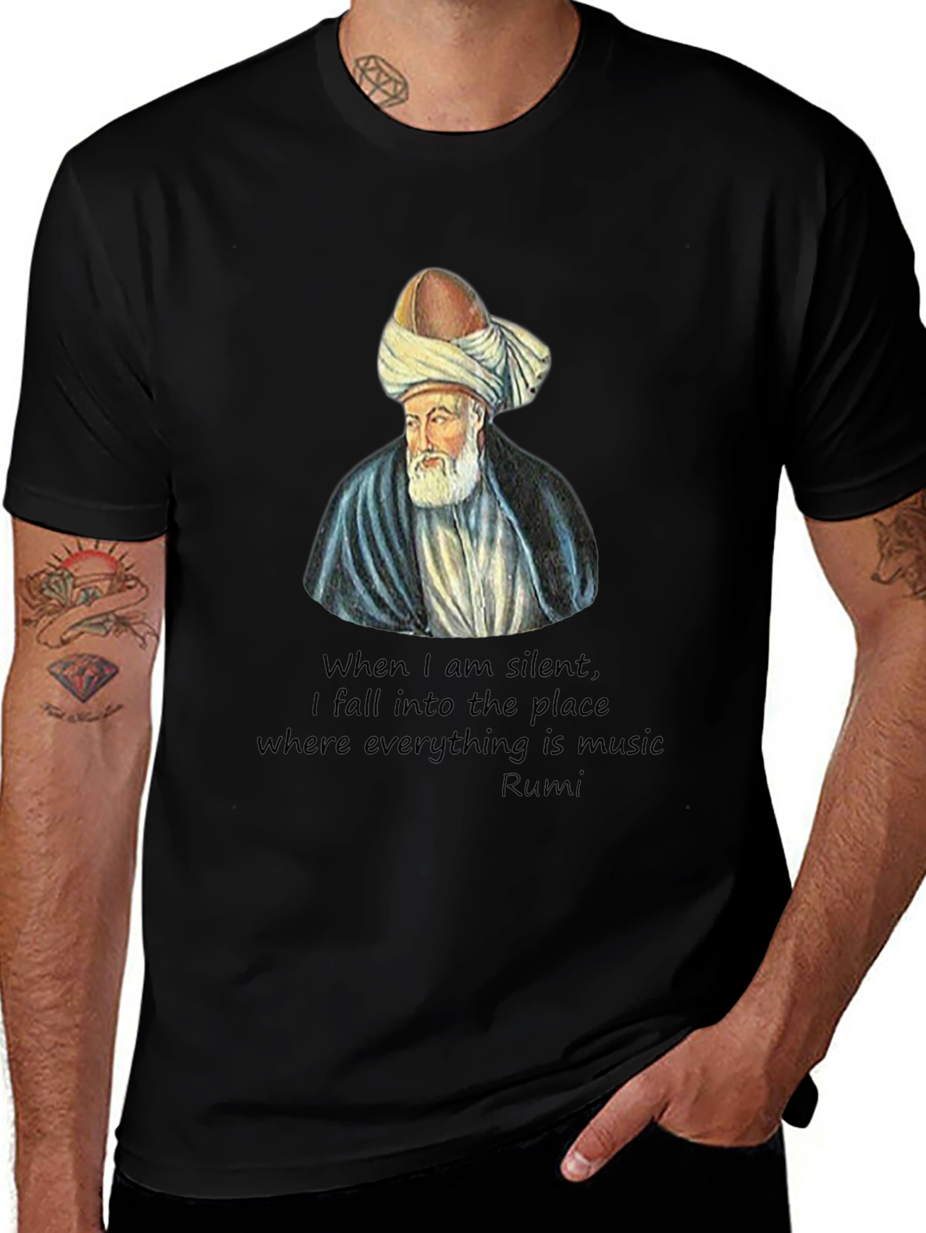 Rumi Quote Graphic T-Shirt - Black