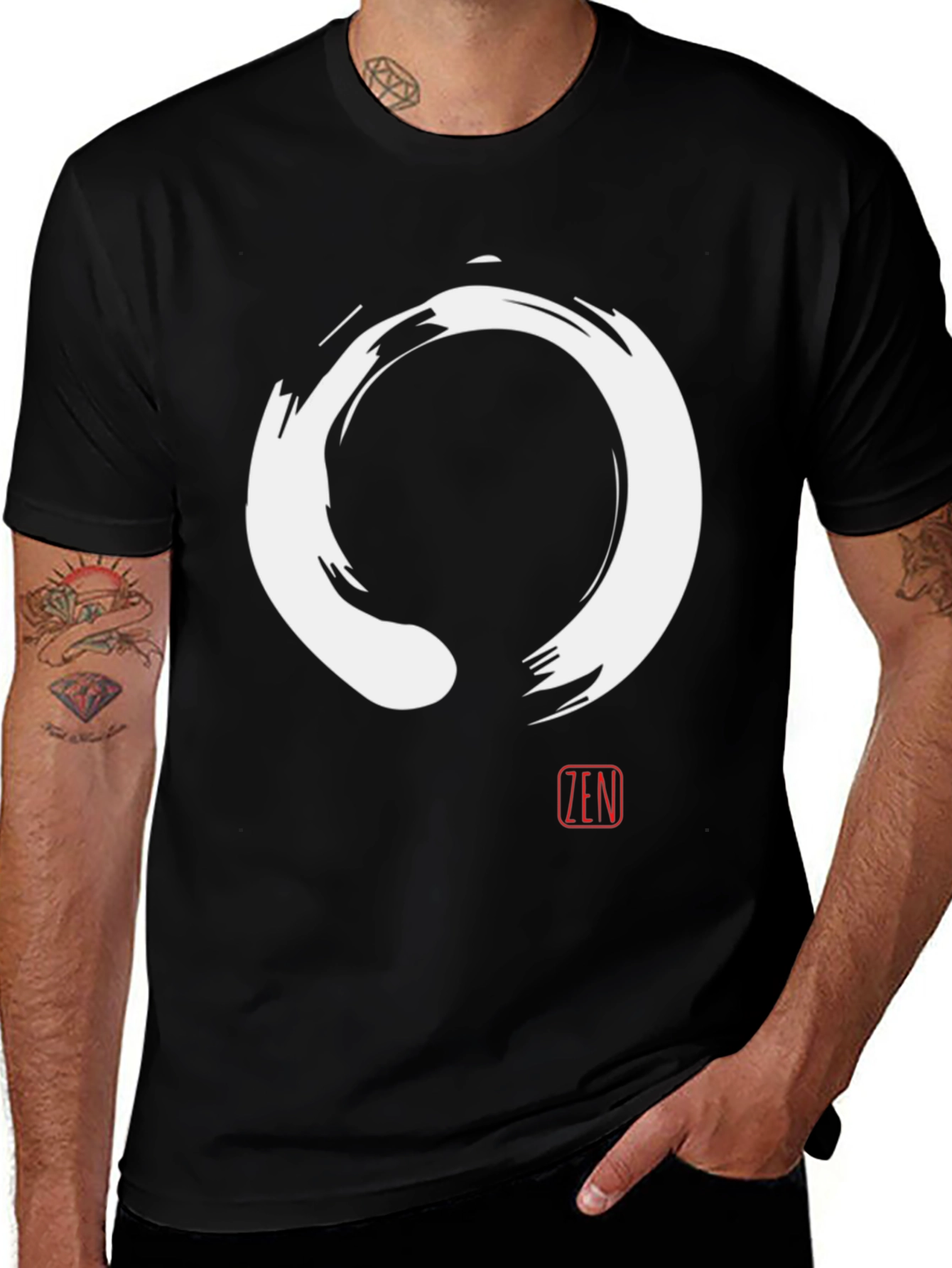 Zen Circle T-Shirt - Enso Symbol Black Tee