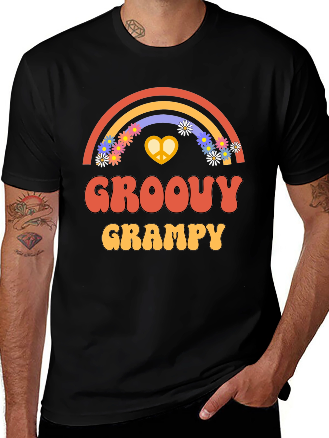 Variant 10 of Groovy Grampy T-Shirt - Retro Rainbow Design