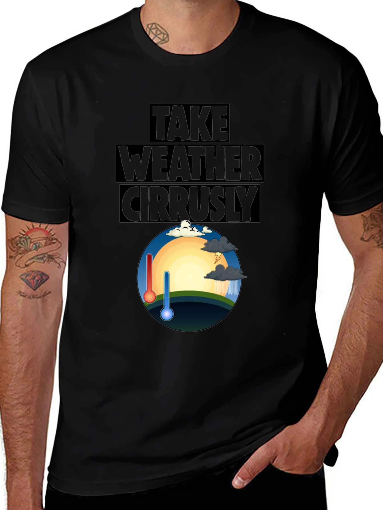 Variant 25 of Take Weather Cirrusly Black Graphic Tee