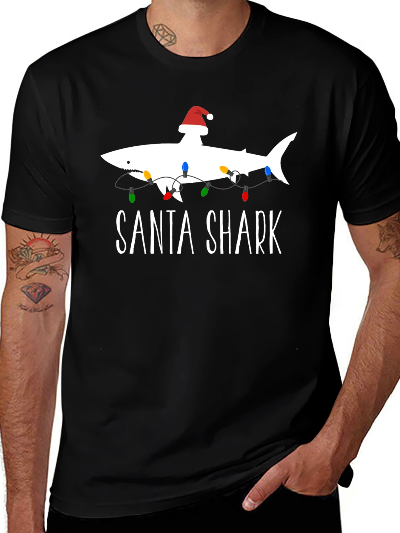 Santa Shark Graphic T-Shirt - Holiday Fun!