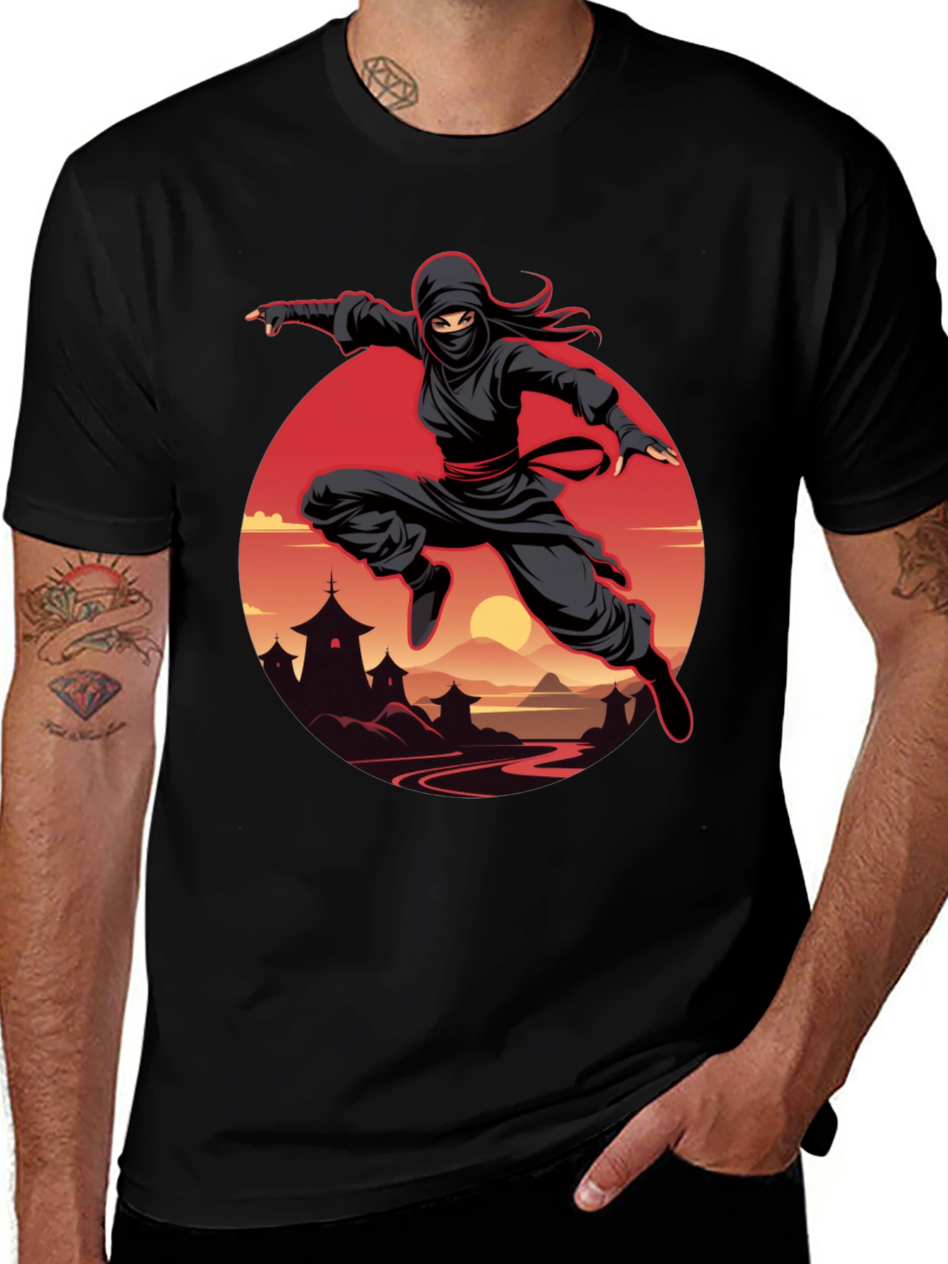 Variant 19 of Ninja Graphic T-Shirt - Black