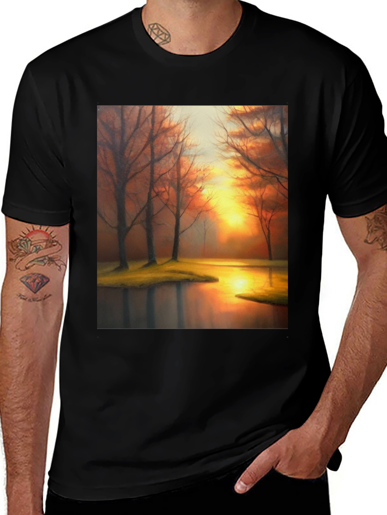Variant 7 of Sunset Lake T-Shirt - Artistic Print