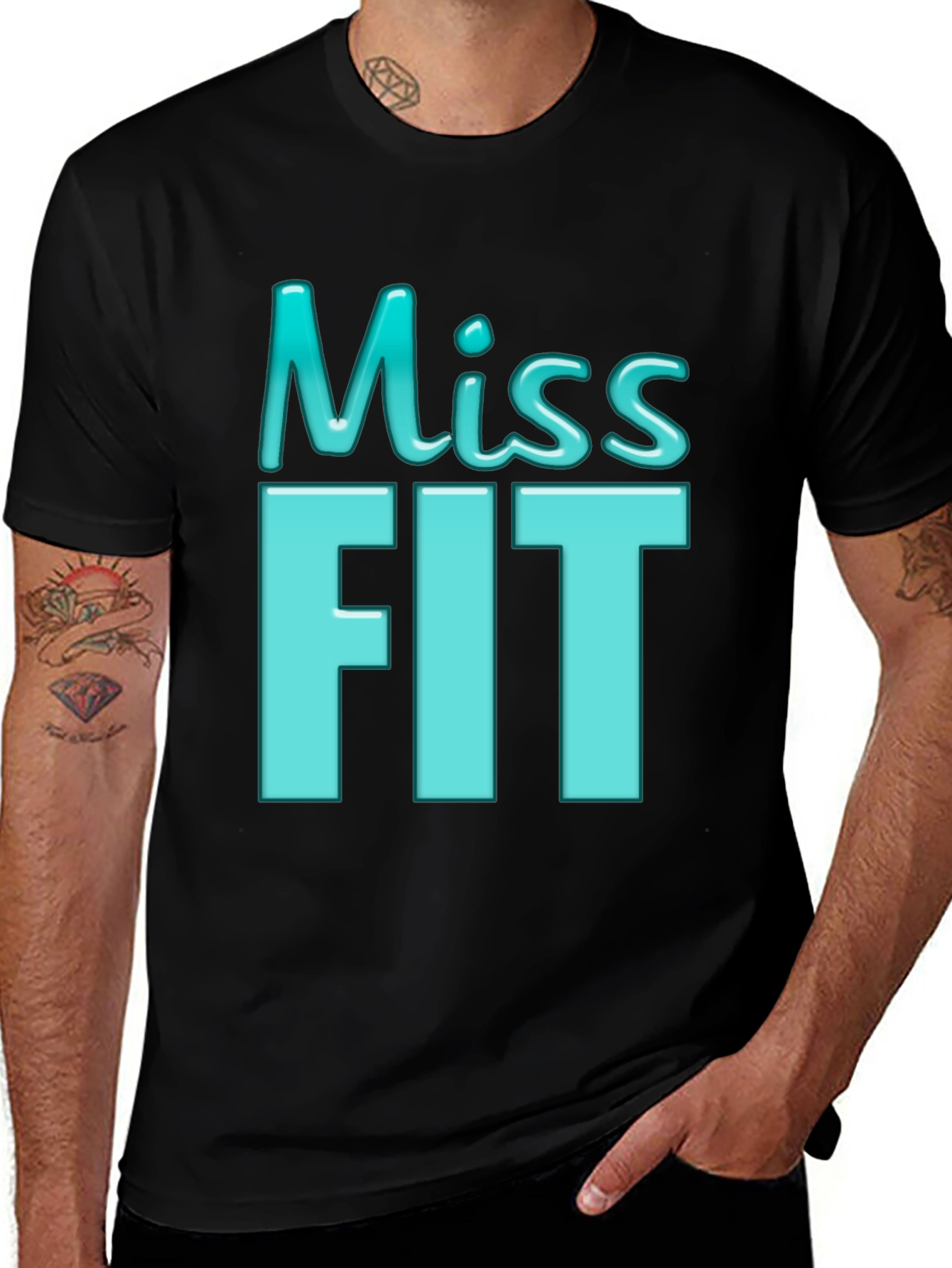 Variant 13 of Miss Fit Graphic Tee - Black Short Sleeve Shirt
