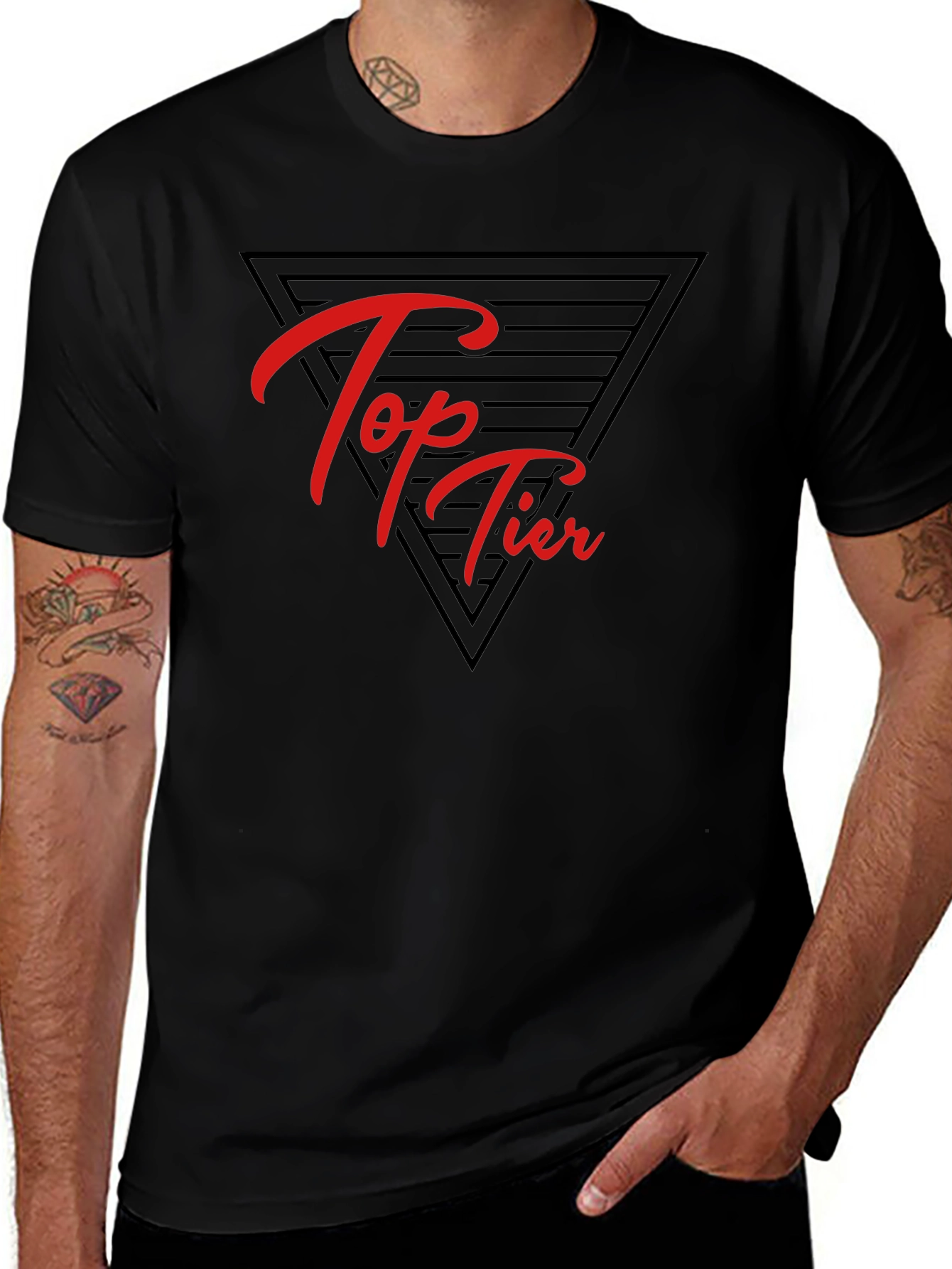 Variant 10 of Top Tier Graphic Tee - Stylish Men's Black T-Shirt
