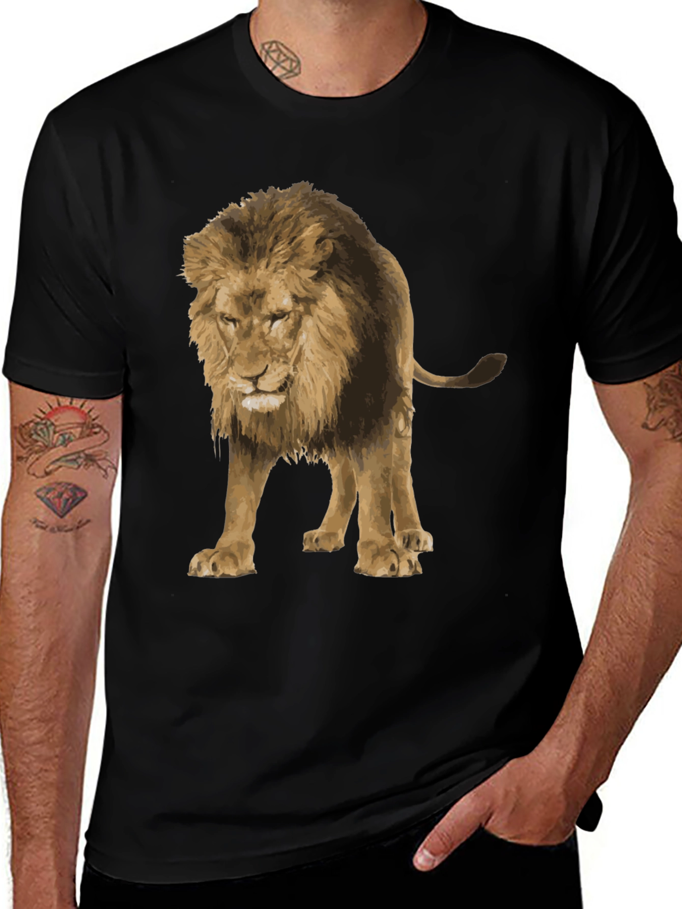 Variant 20 of Lion Graphic Black T-Shirt