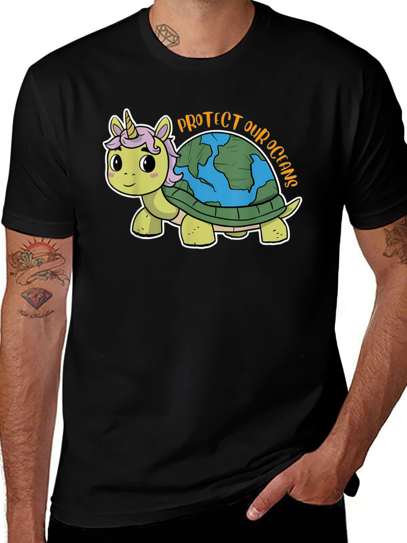 Variant 27 of Unicorn Turtle Graphic Tee - Protect Our Oceans T-Shirt
