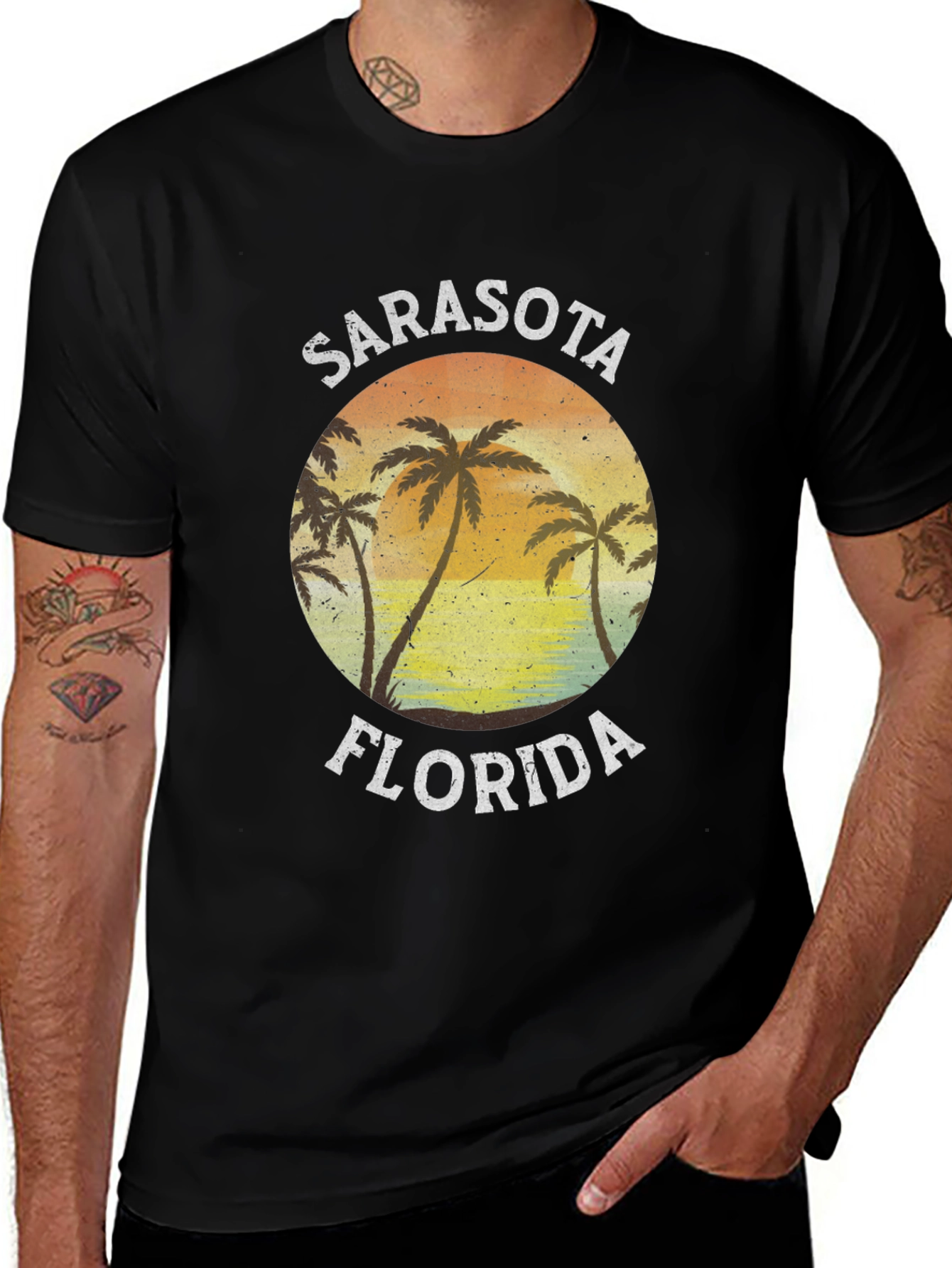 Sarasota Florida Palm Tree Graphic Tee - Retro Style