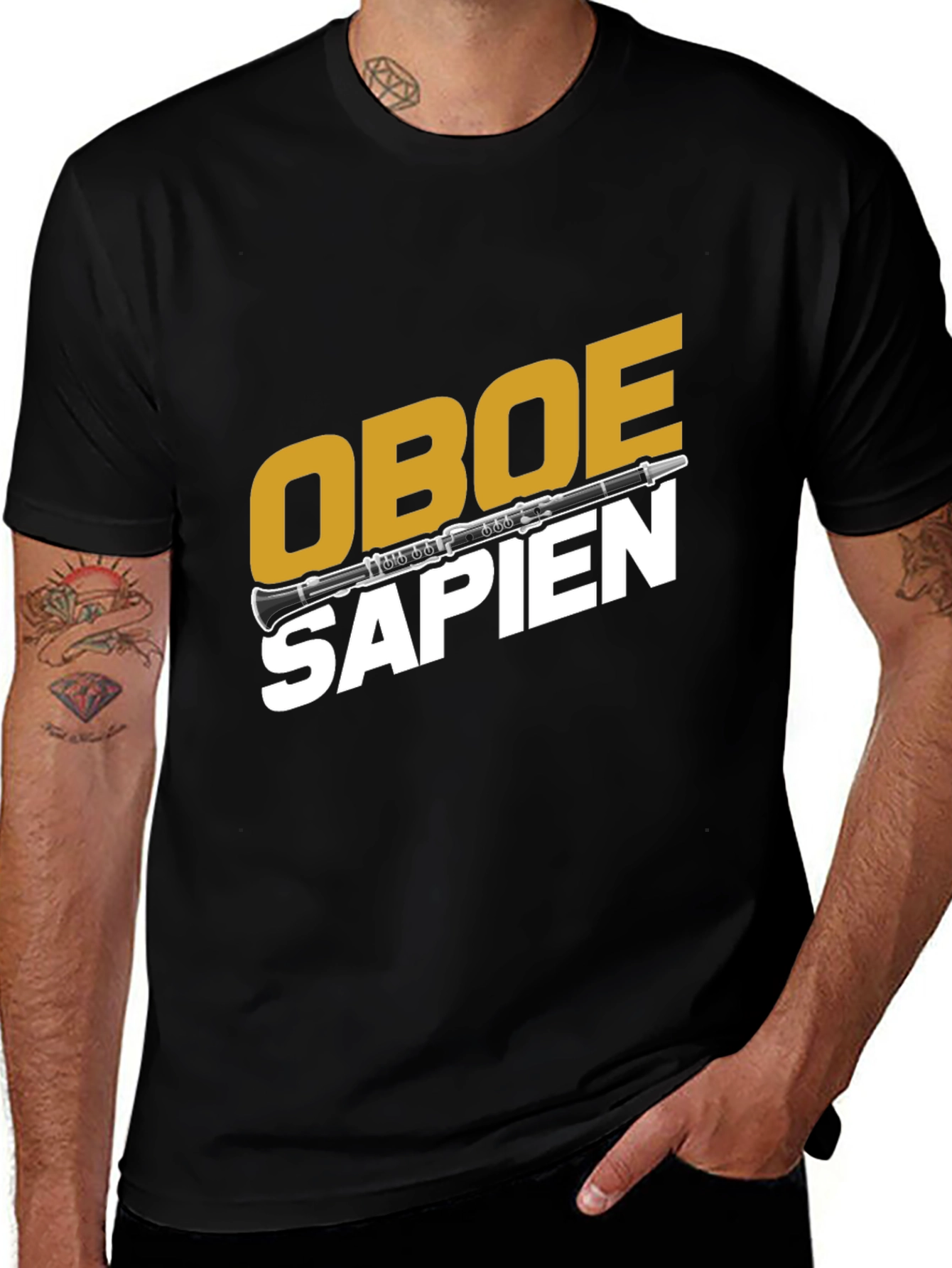 Variant 16 of Oboe Sapien Black T-Shirt - Music Lover Tee