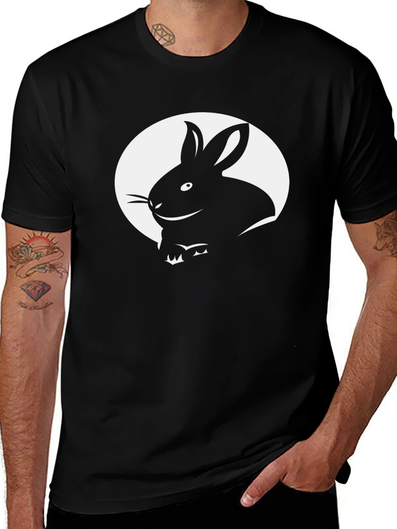 Variant 6 of Rabbit Silhouette Tee - Black Casual Shirt