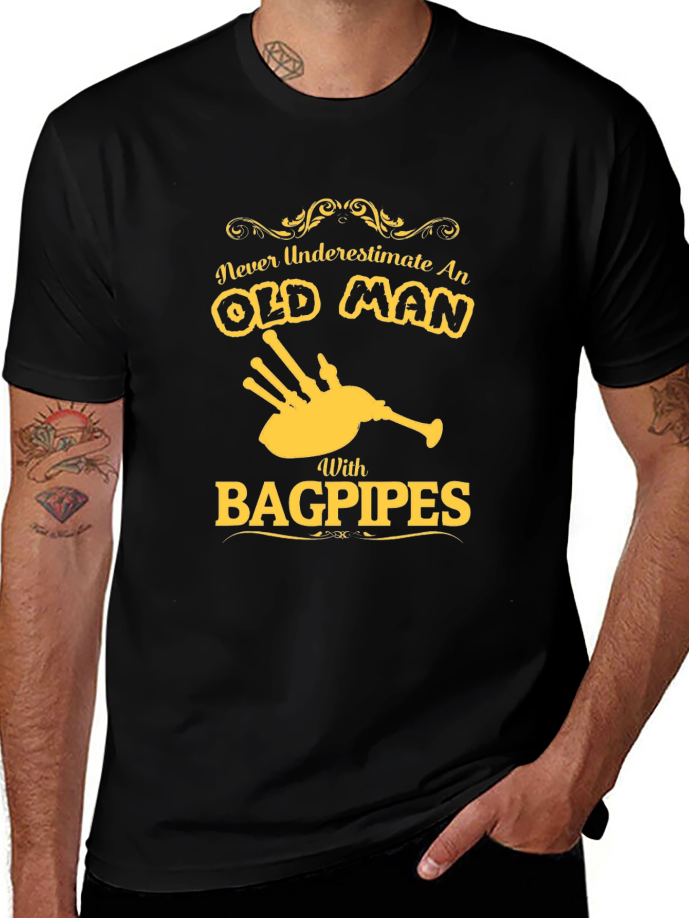 Variant 4 of Never Underestimate an Old Man with Bagpipes T-Shirt