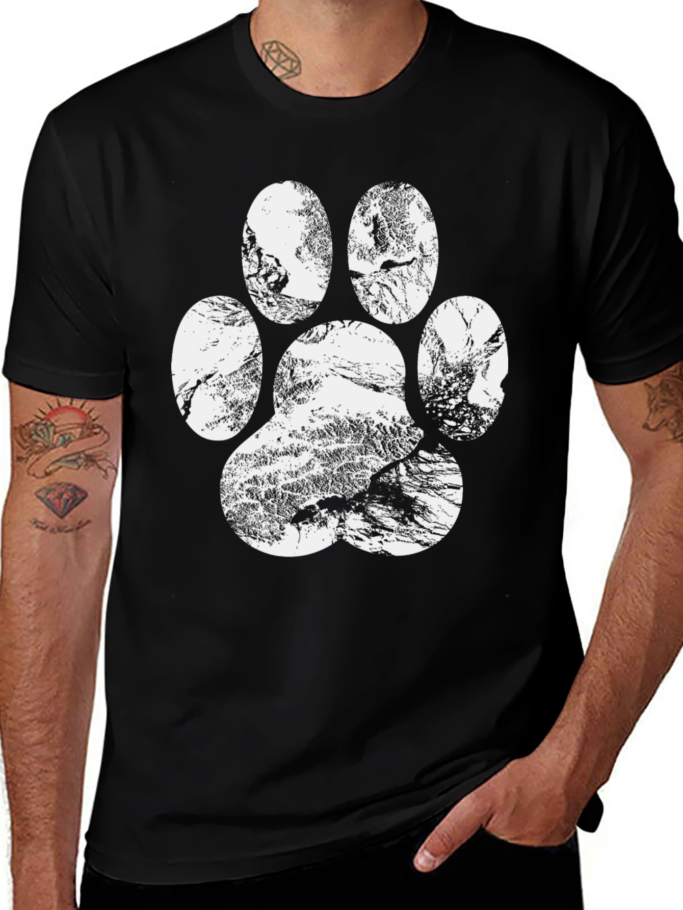 Variant 16 of Paw Print Graphic Tee - Nature Lover's Black T-Shirt