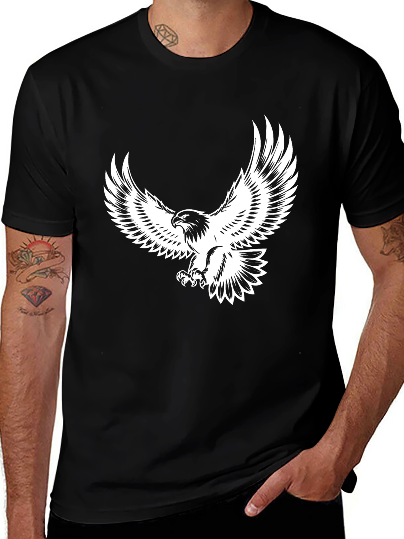 Variant 17 of Bold Eagle Graphic Print Black T-Shirt