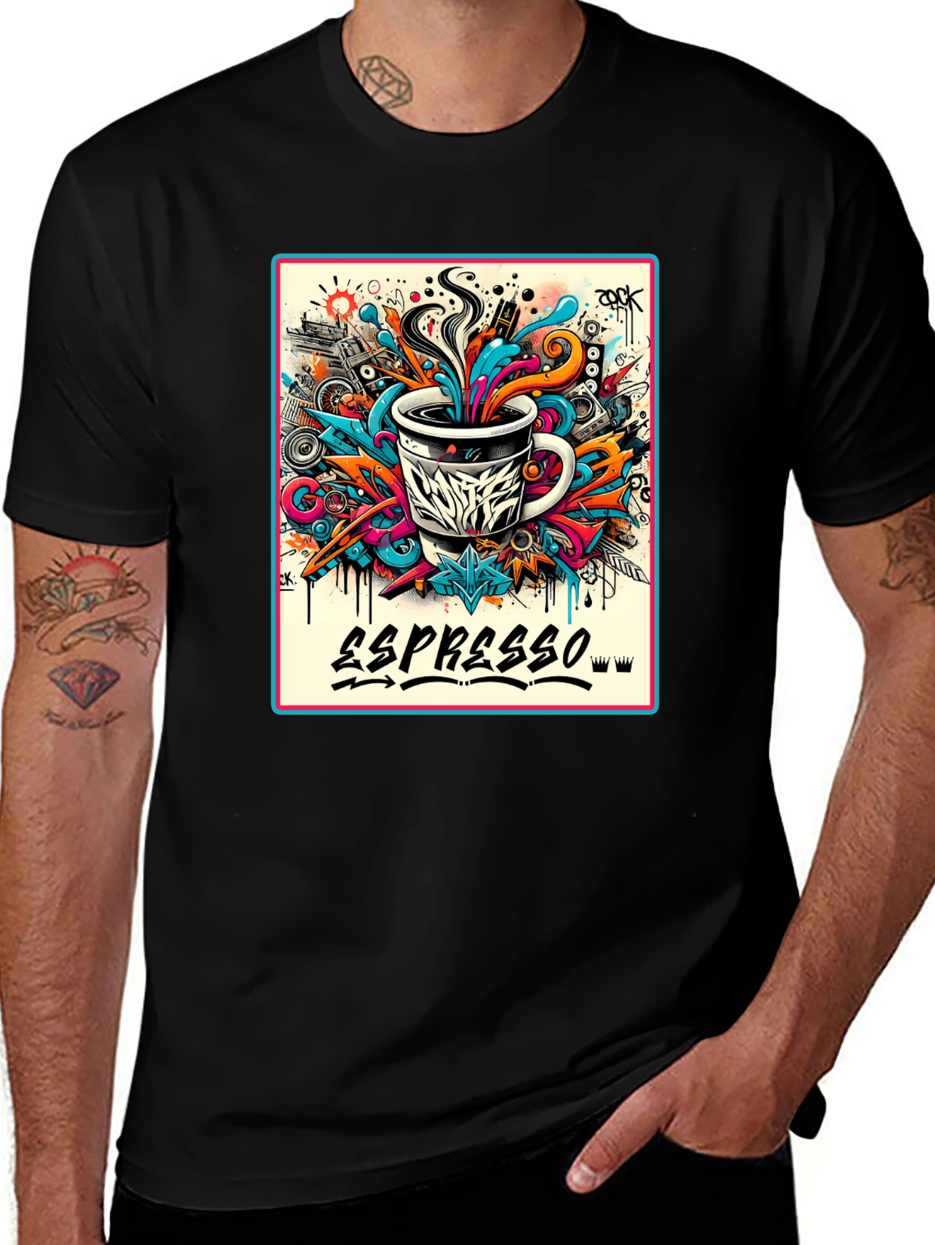 Variant 16 of Espresso Graffiti Art T-Shirt - Cool Coffee Lover Tee