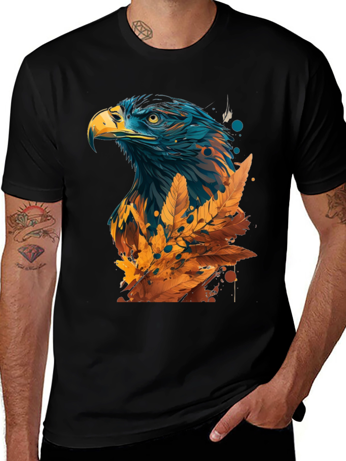 Variant 7 of Eagle Graphic Print Men's Black T-Shirt