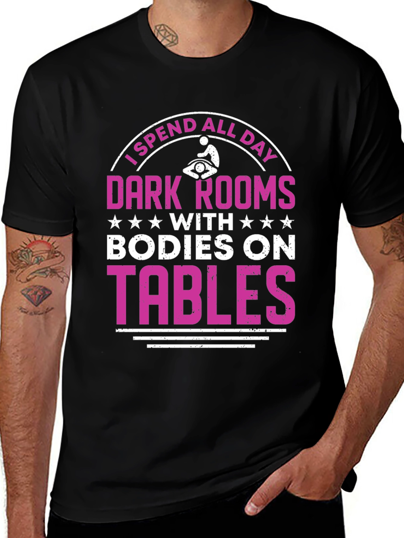 Variant 19 of Massage Therapist T-Shirt - Dark Rooms, Bodies On Tables