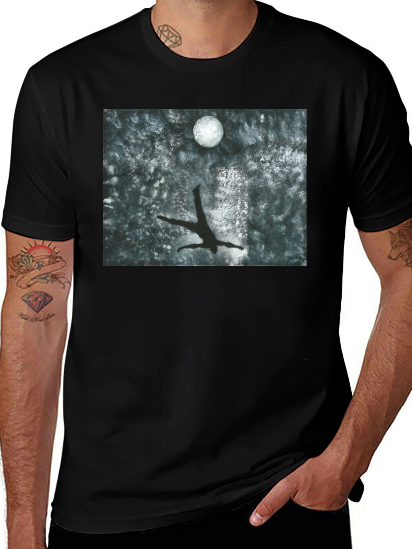 Variant 4 of Moonlit Dive T-Shirt - Artistic Graphic Tee