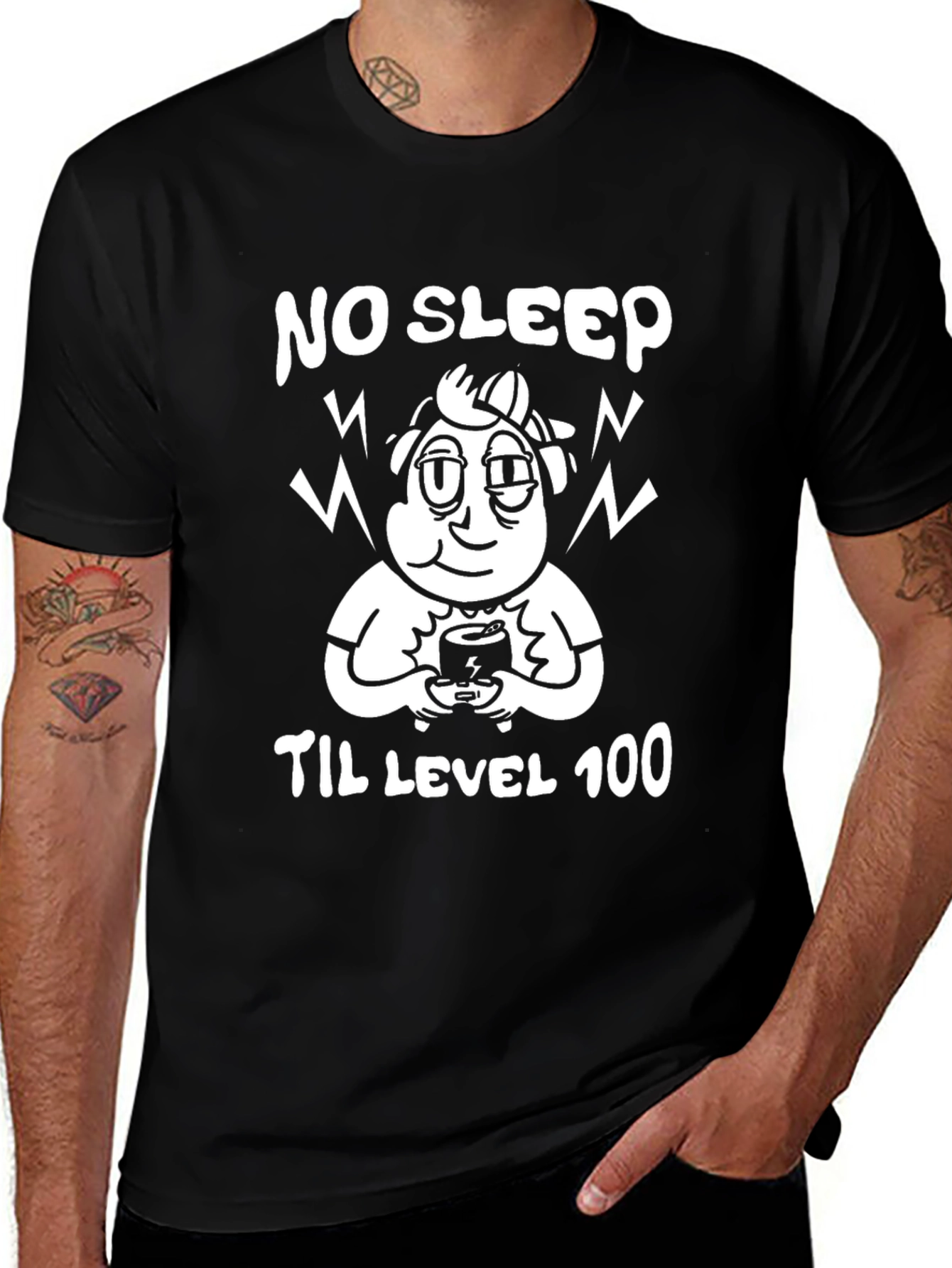 No Sleep 'Til Level 100 Black Graphic Tee