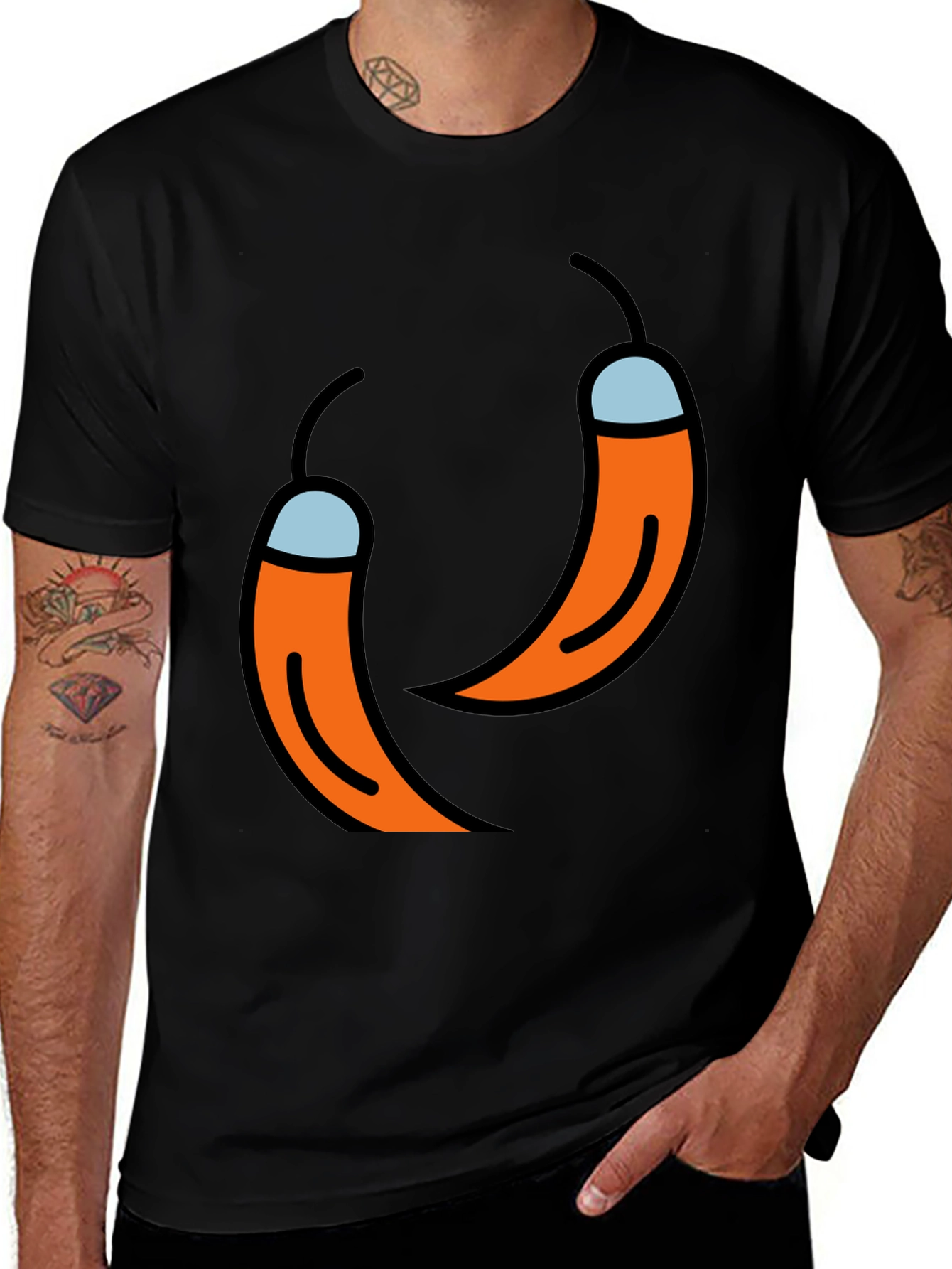 Variant 7 of Chili Pepper Graphic Tee - Stylish Men's Black T-Shirt