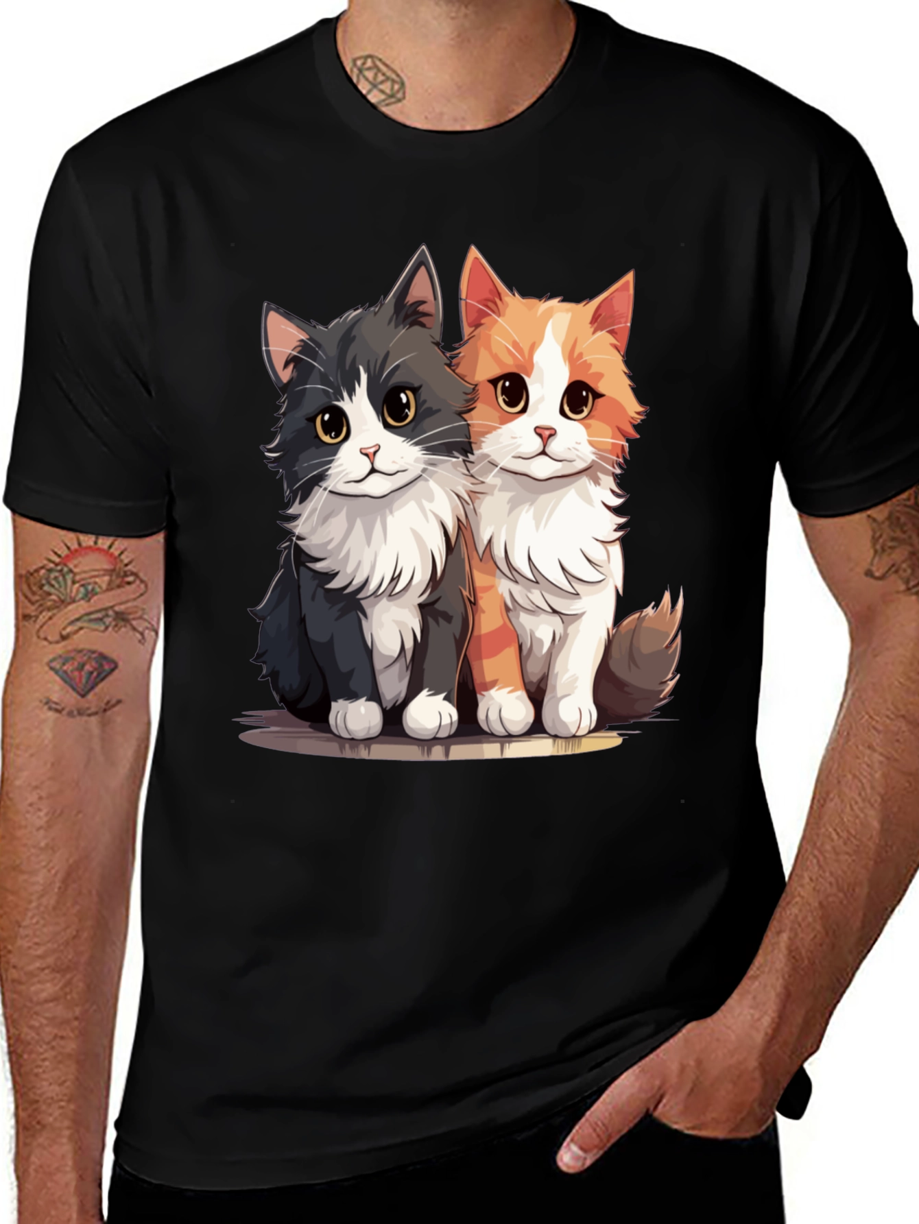 Variant 12 of Cute Cats Black T-Shirt 
