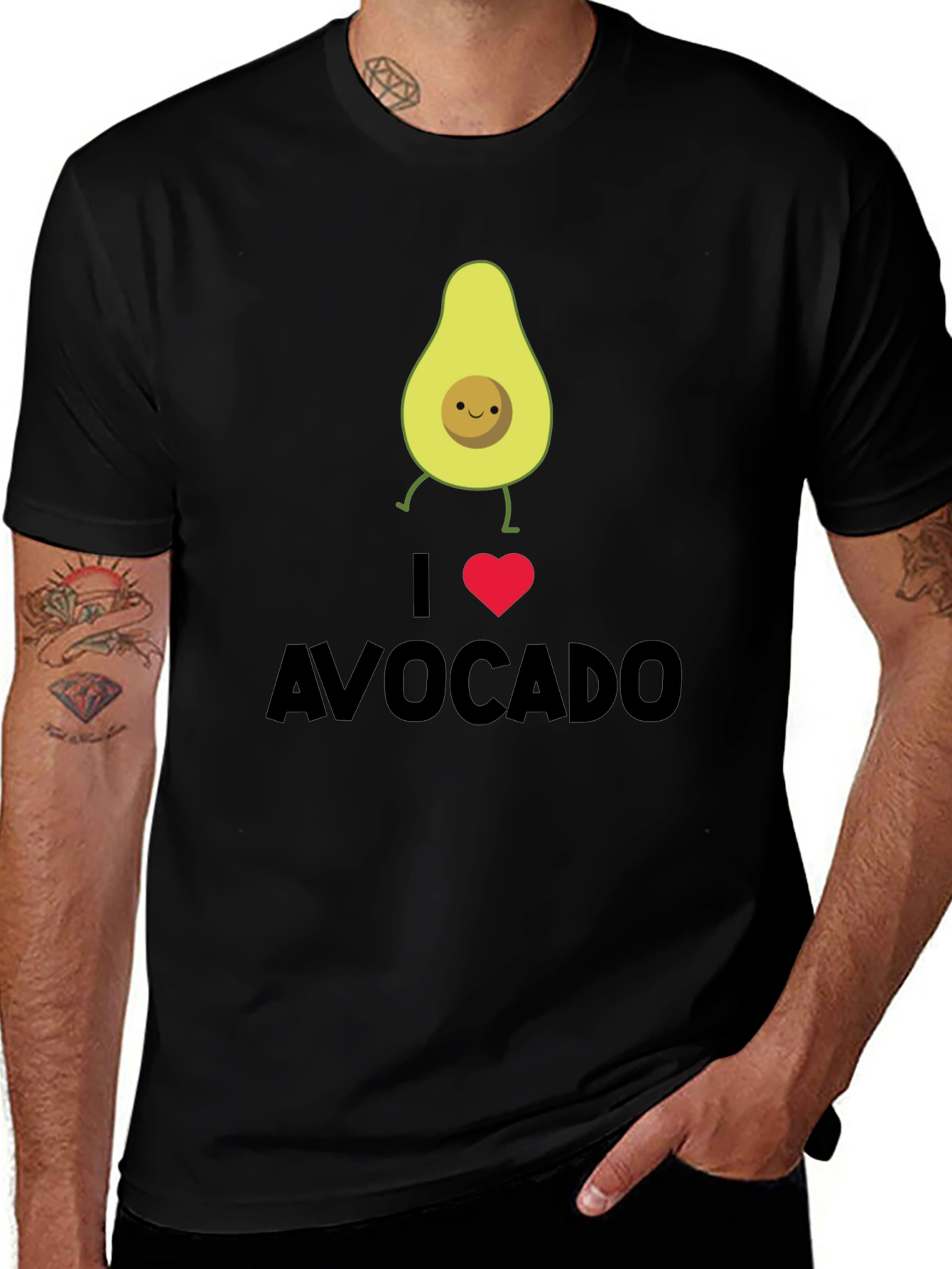 Variant 4 of I Heart Avocado Black T-Shirt