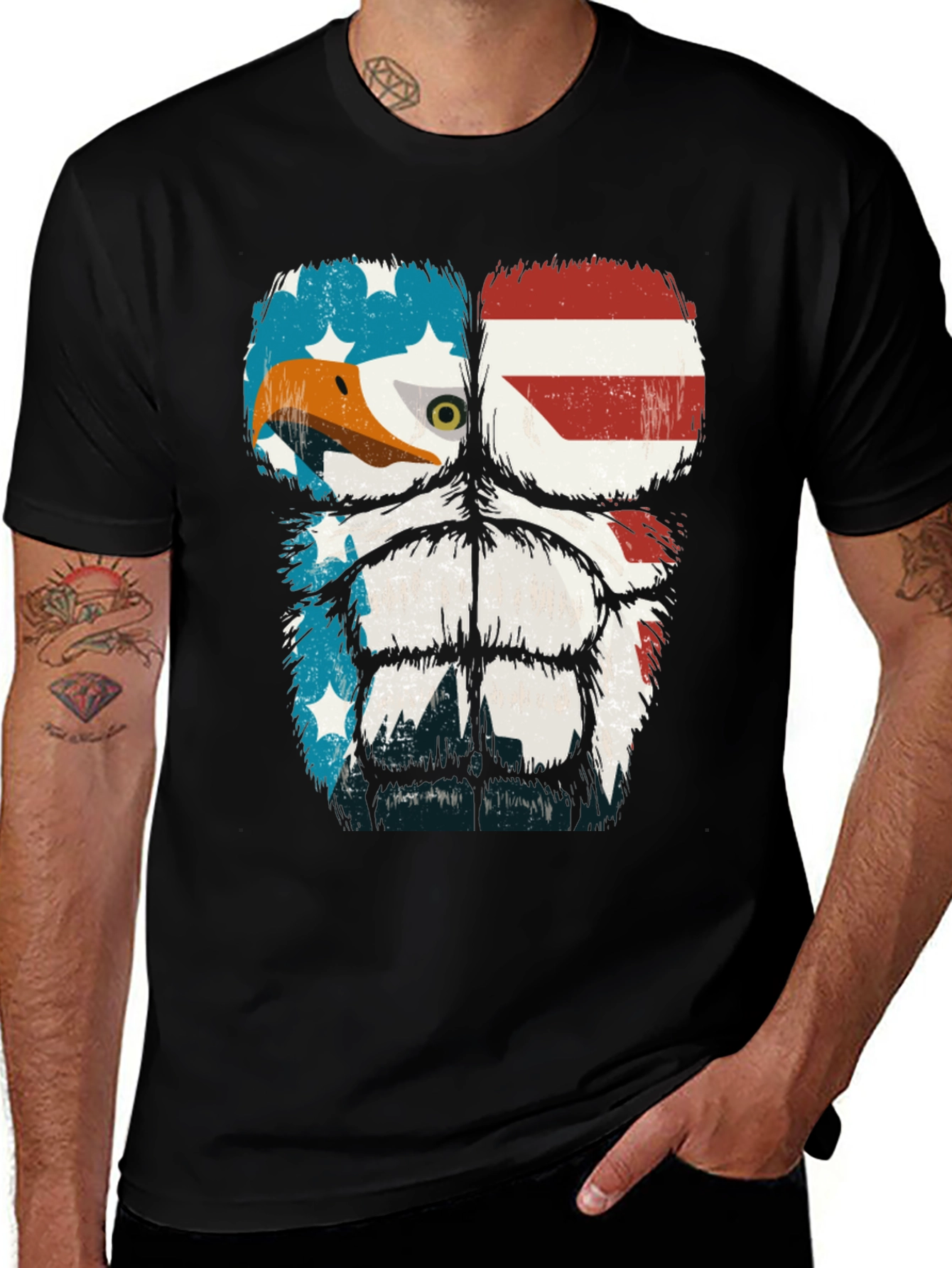 Variant 19 of Patriotic Gorilla Chest Graphic Tee - USA Pride